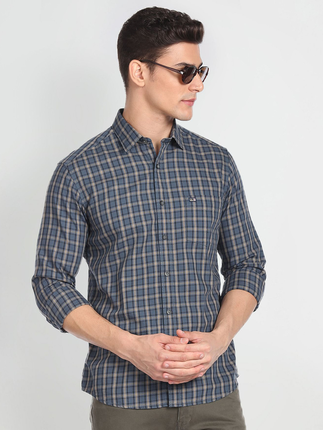 

Arrow Sport Manhattan Slim Fit Pure Cotton Checked Casual Shirt, Blue
