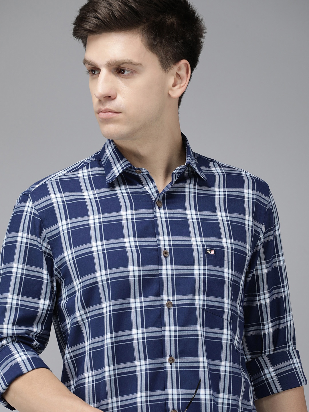 

Arrow Sport Manhattan Slim Fit Pure Cotton Checked Casual Shirt, Blue