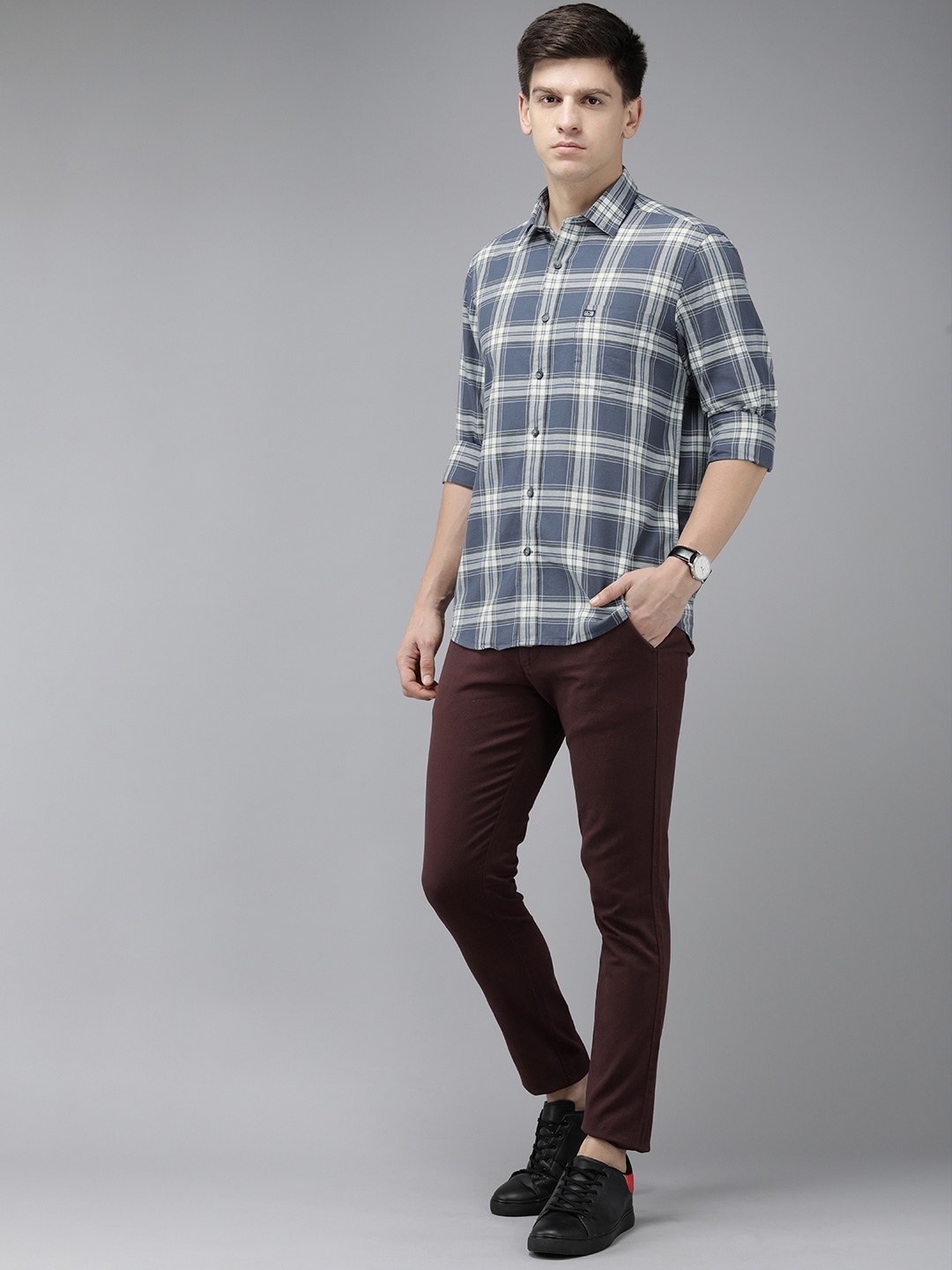 

Arrow Sport Slim Fit Checked Pure Cotton Casual Shirt, Grey