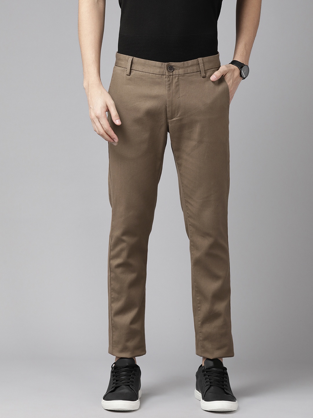 

Arrow Sport Men Bronson Slim Fit Formal Trousers, Brown