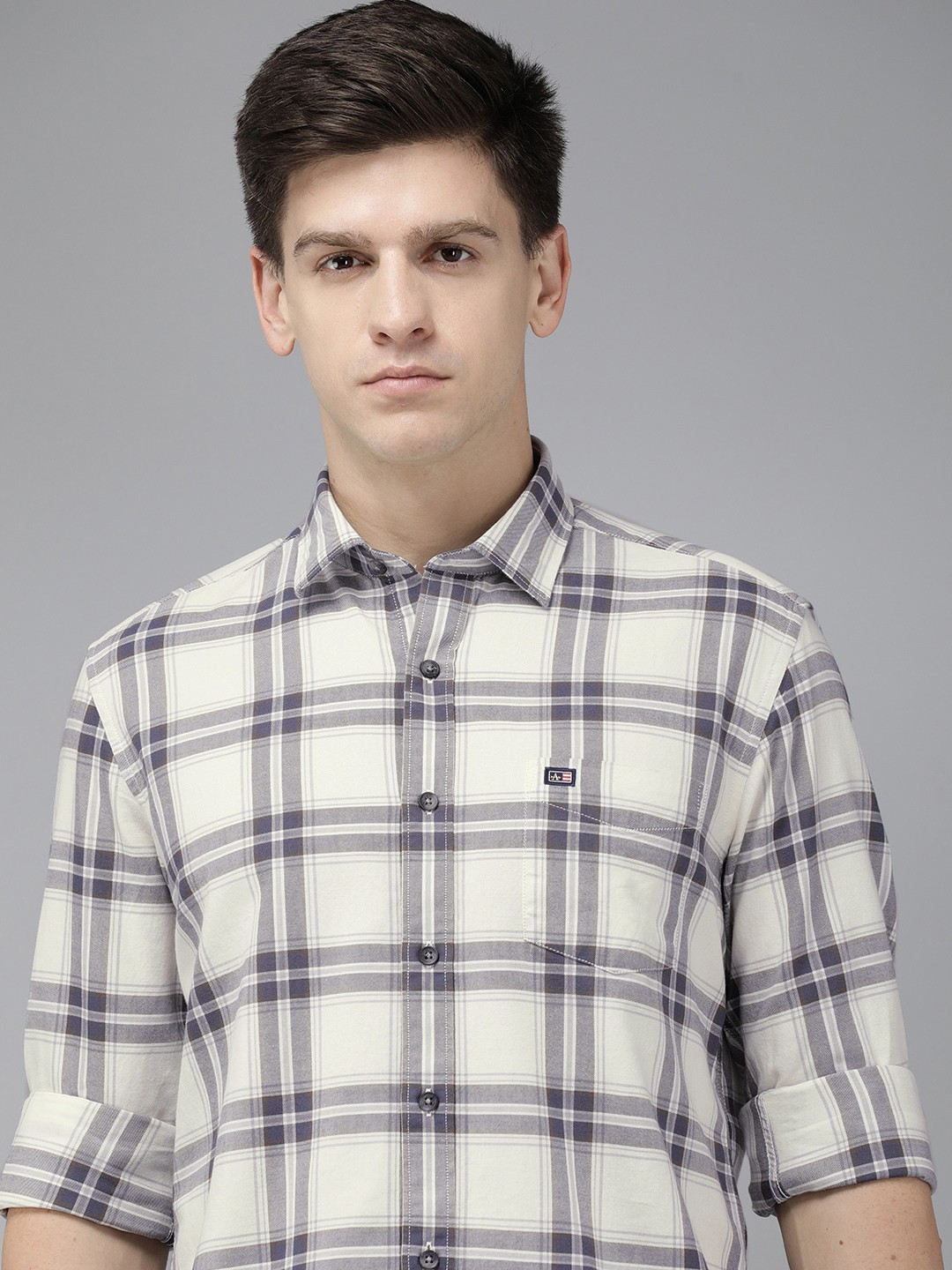 

Arrow Sport Manhattan Slim Fit Pure Cotton Checked Casual Shirt, White