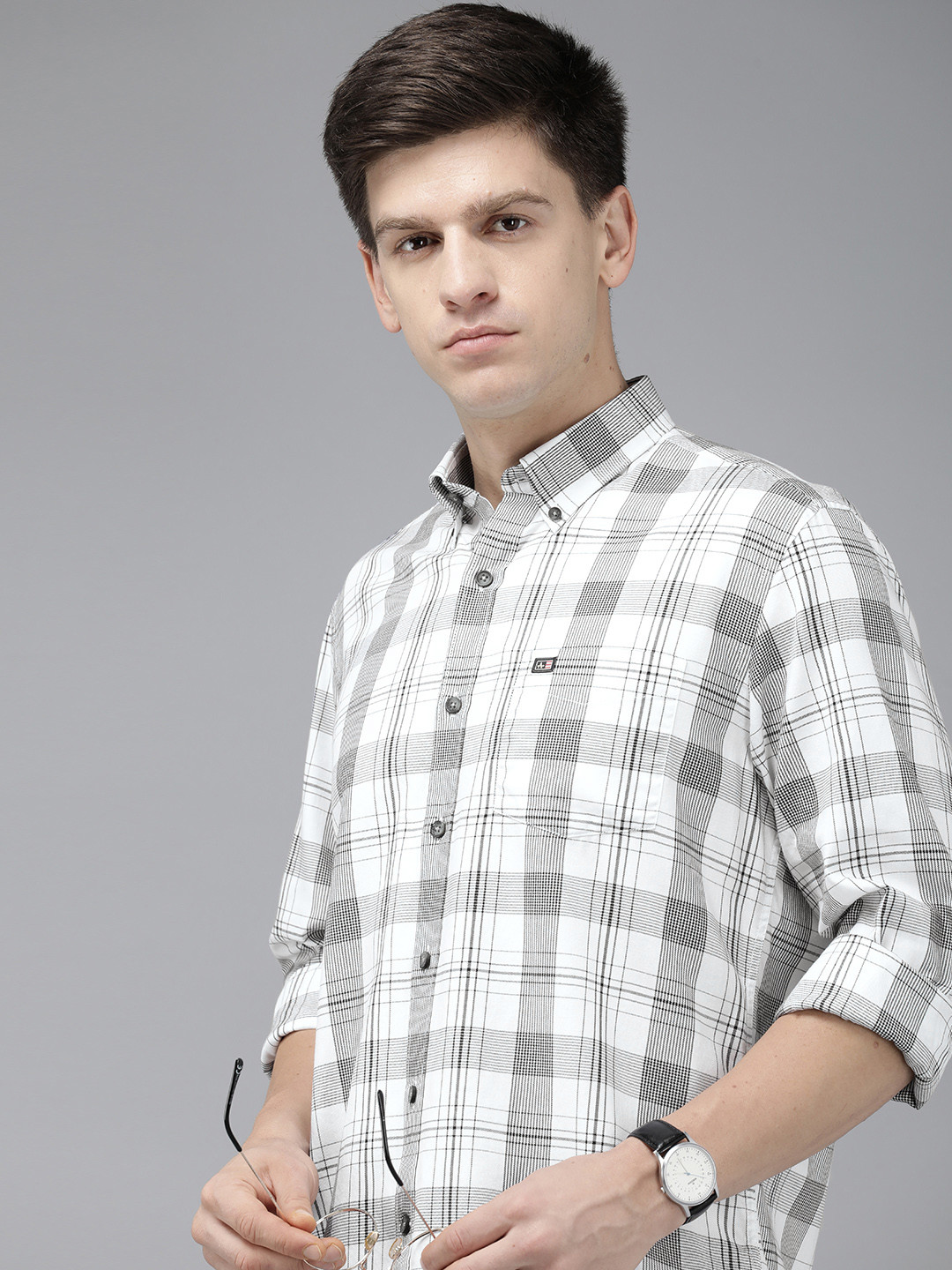 

Arrow Sport Manhattan Slim Fit Pure Cotton Checked Casual Shirt, White