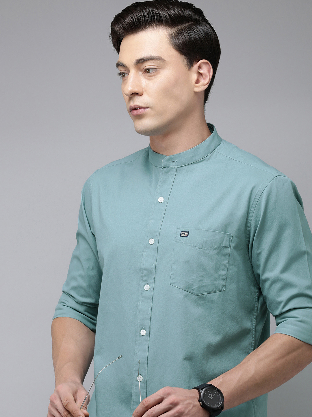 

Arrow Sport Men Pure Cotton Manhattan Slim Fit Opaque Casual Shirt, Blue