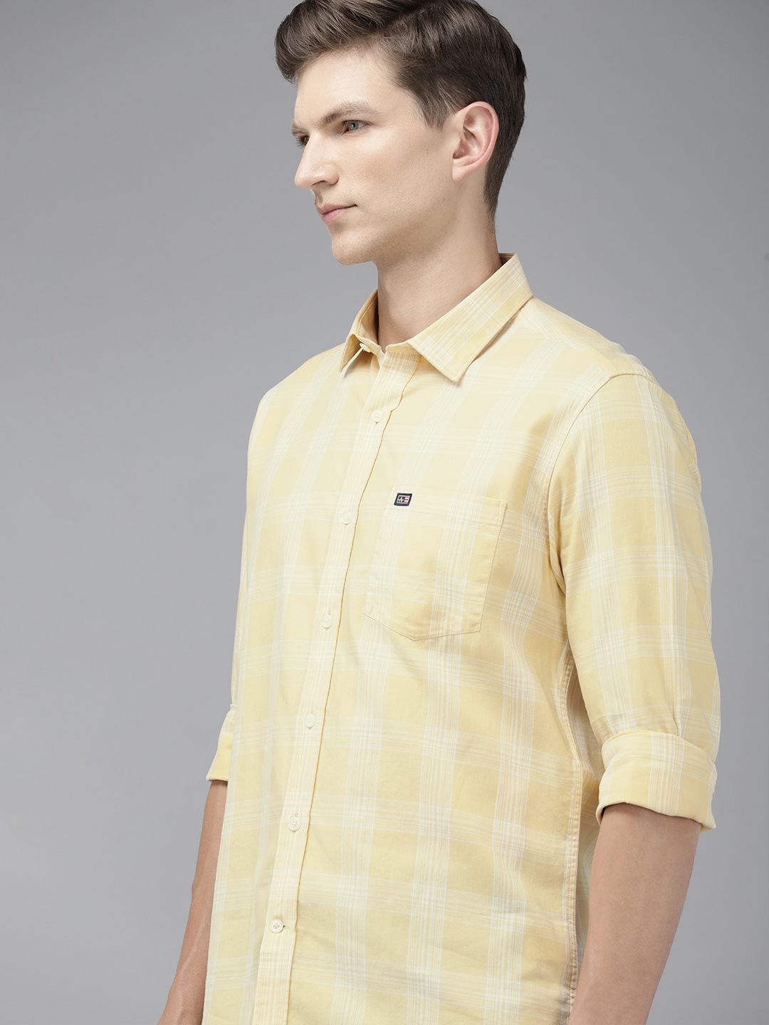 

Arrow Sport Slim Fit Checked Pure Cotton Casual Shirt, Yellow