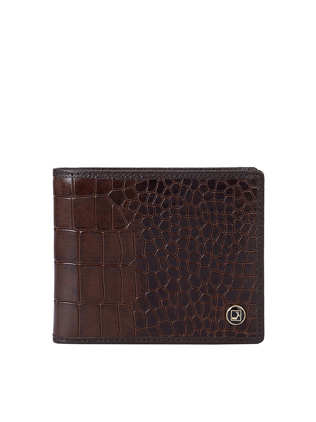 

Da Milano Men Textured Leather Two Fold Wallet, Brown