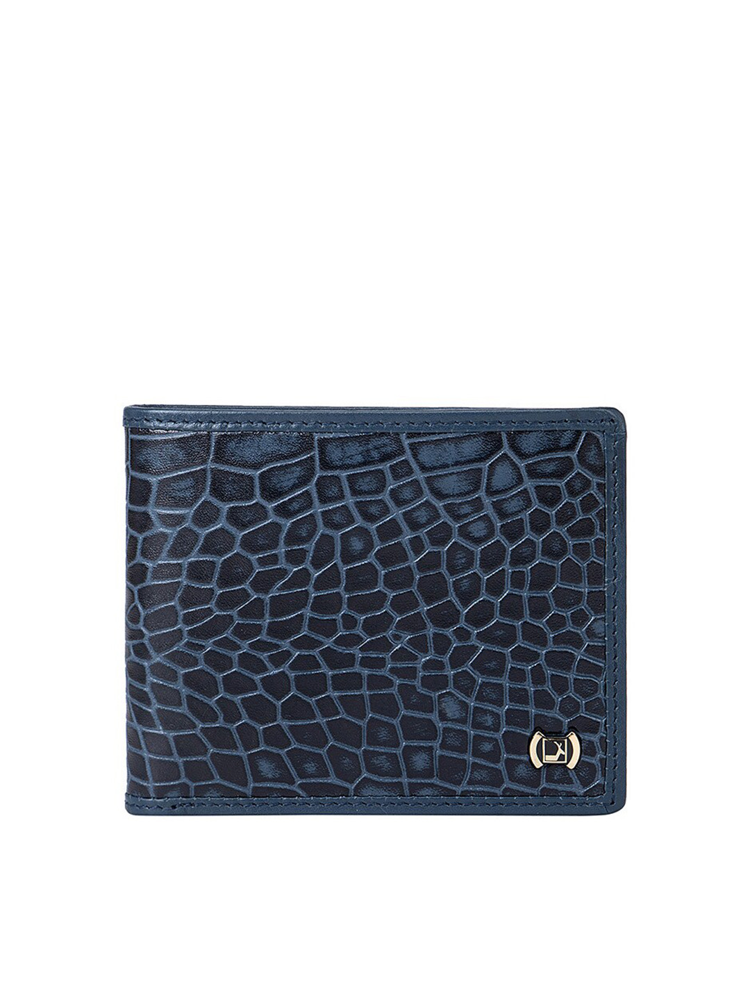 

Da Milano Men Animal Textured Leather Two Fold Wallet, Blue