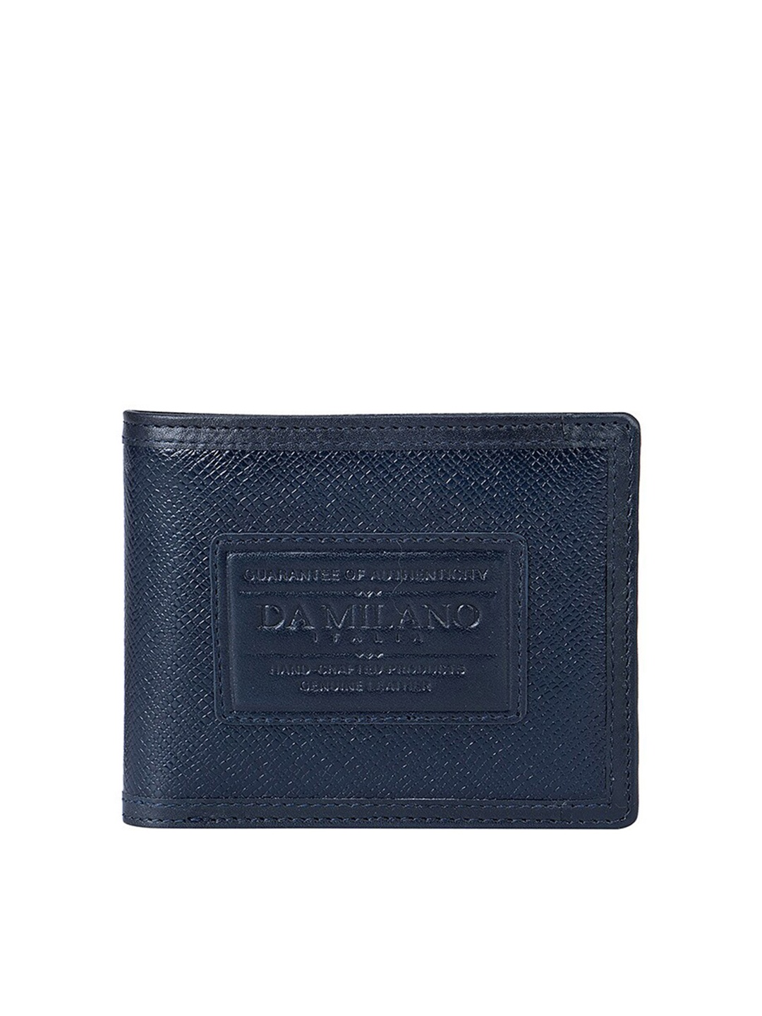 

Da Milano Men Textured Leather Three Fold Wallet, Blue