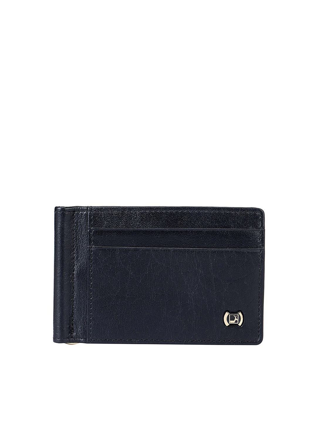 

Da Milano Men Black Textured Leather Two Fold Wallet With SD Card Holder
