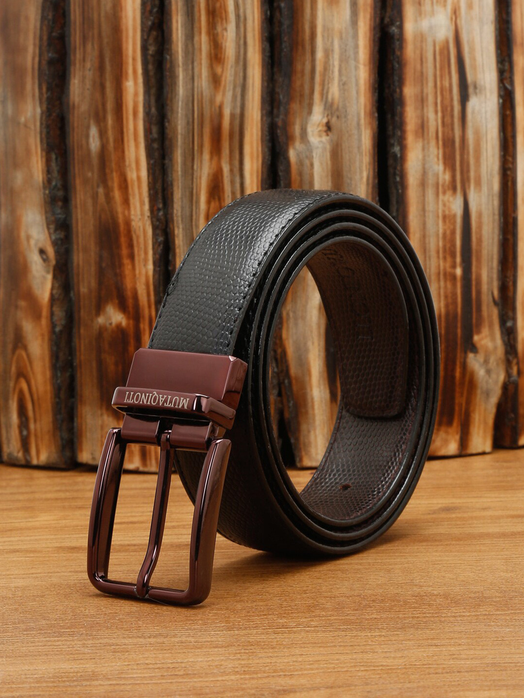 

MUTAQINOTI Men Leather Formal Belt, Black