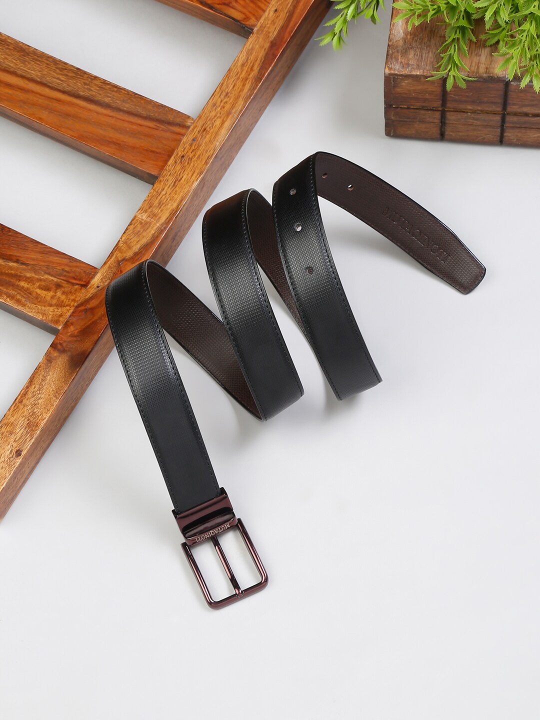 

MUTAQINOTI Men Leather Formal Belt, Black