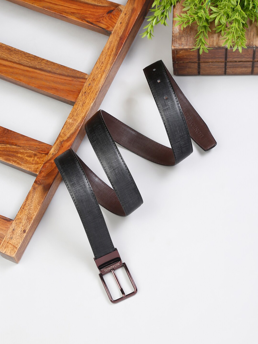

MUTAQINOTI Men Leather Formal Belt, Black