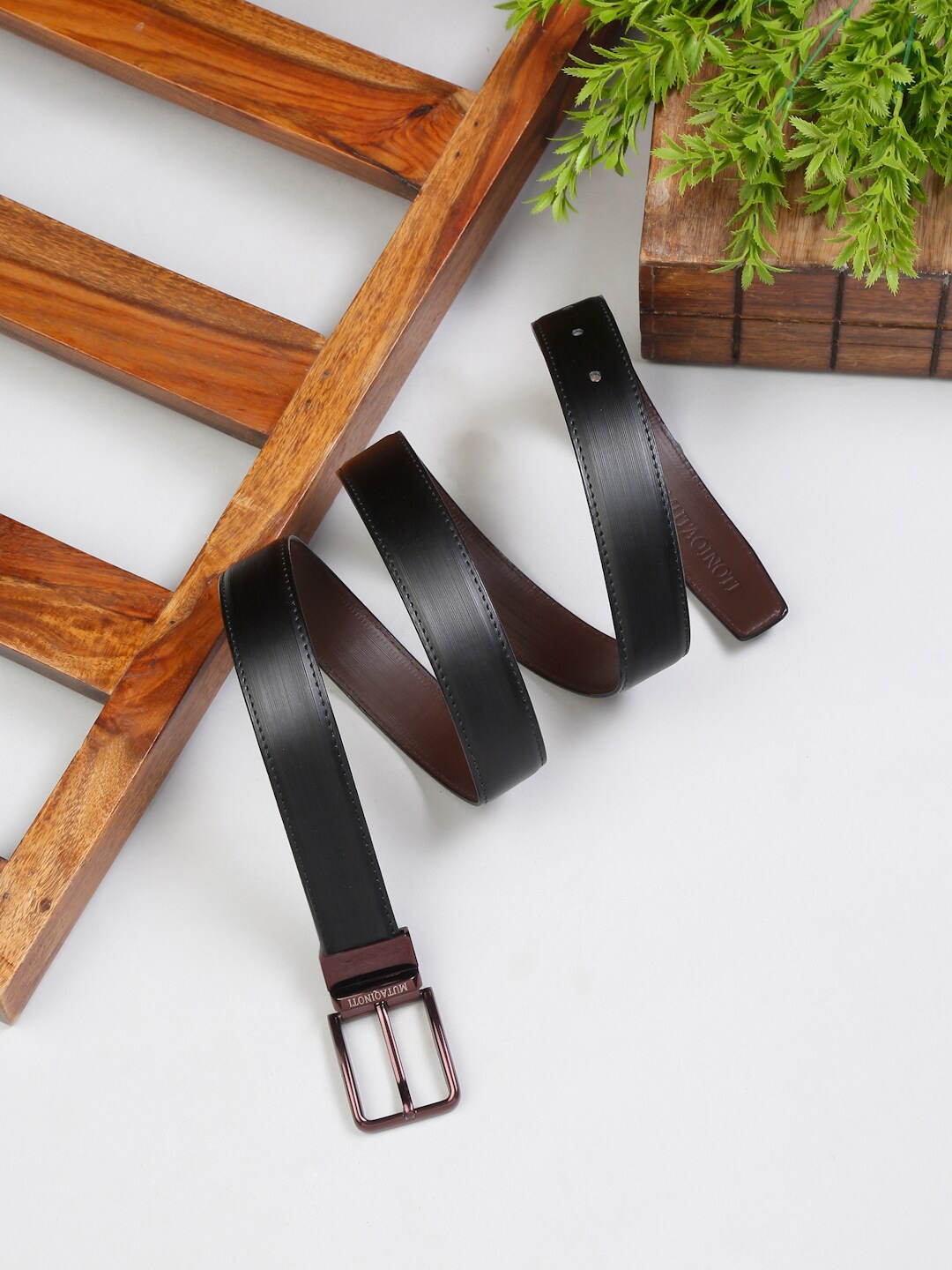 

MUTAQINOTI Men Leather Formal Belt, Black