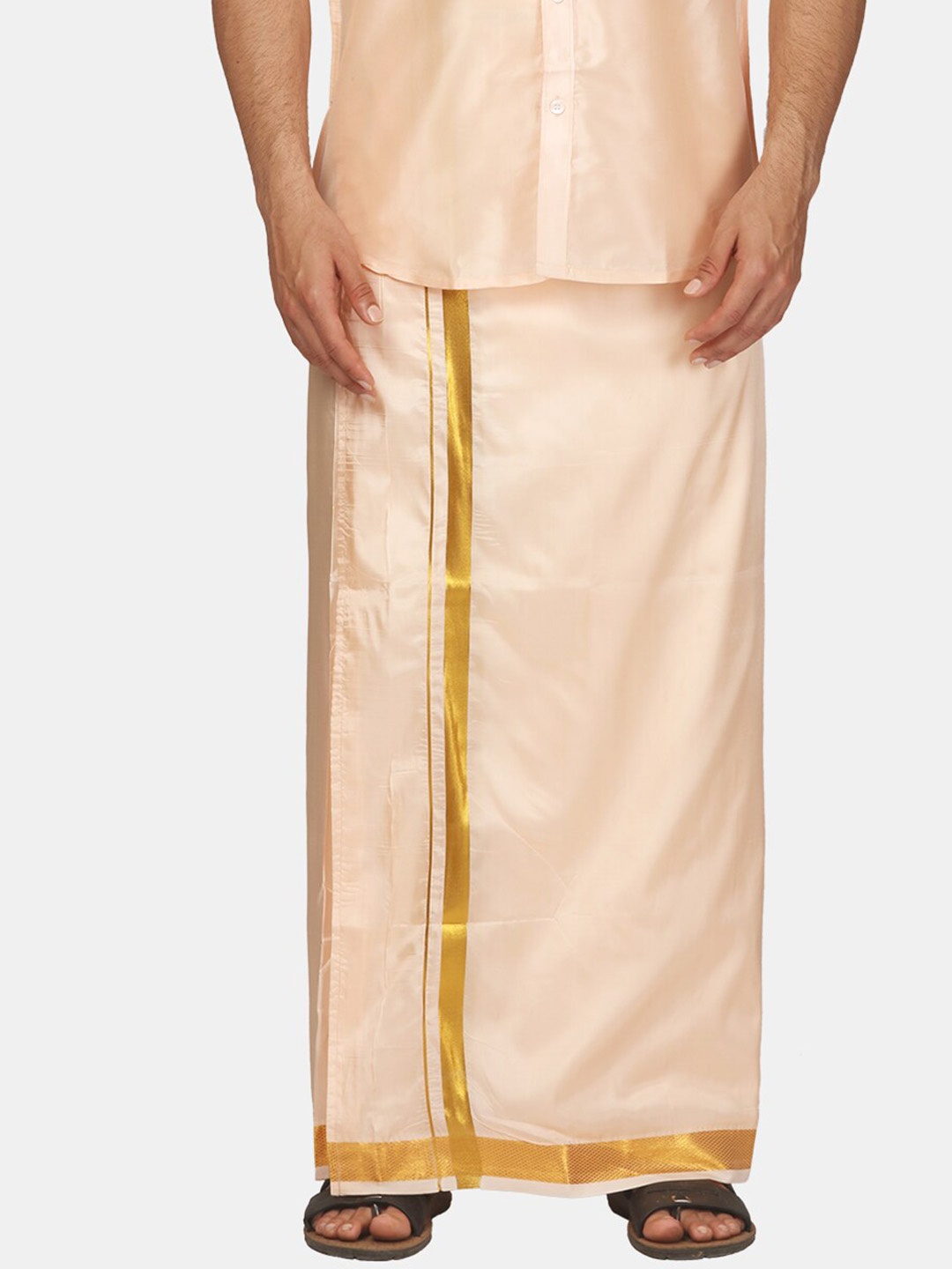 

Sethukrishna Men Dhoti With Angavastram, Orange