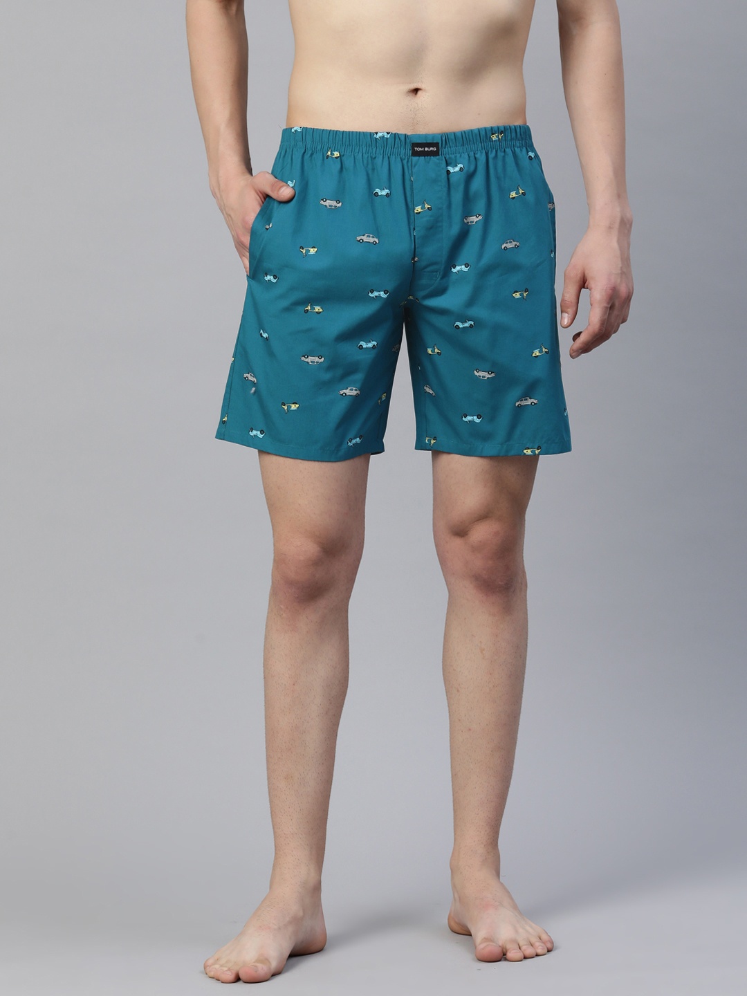 

TOM BURG Men Conversational Printed Shorts, Teal