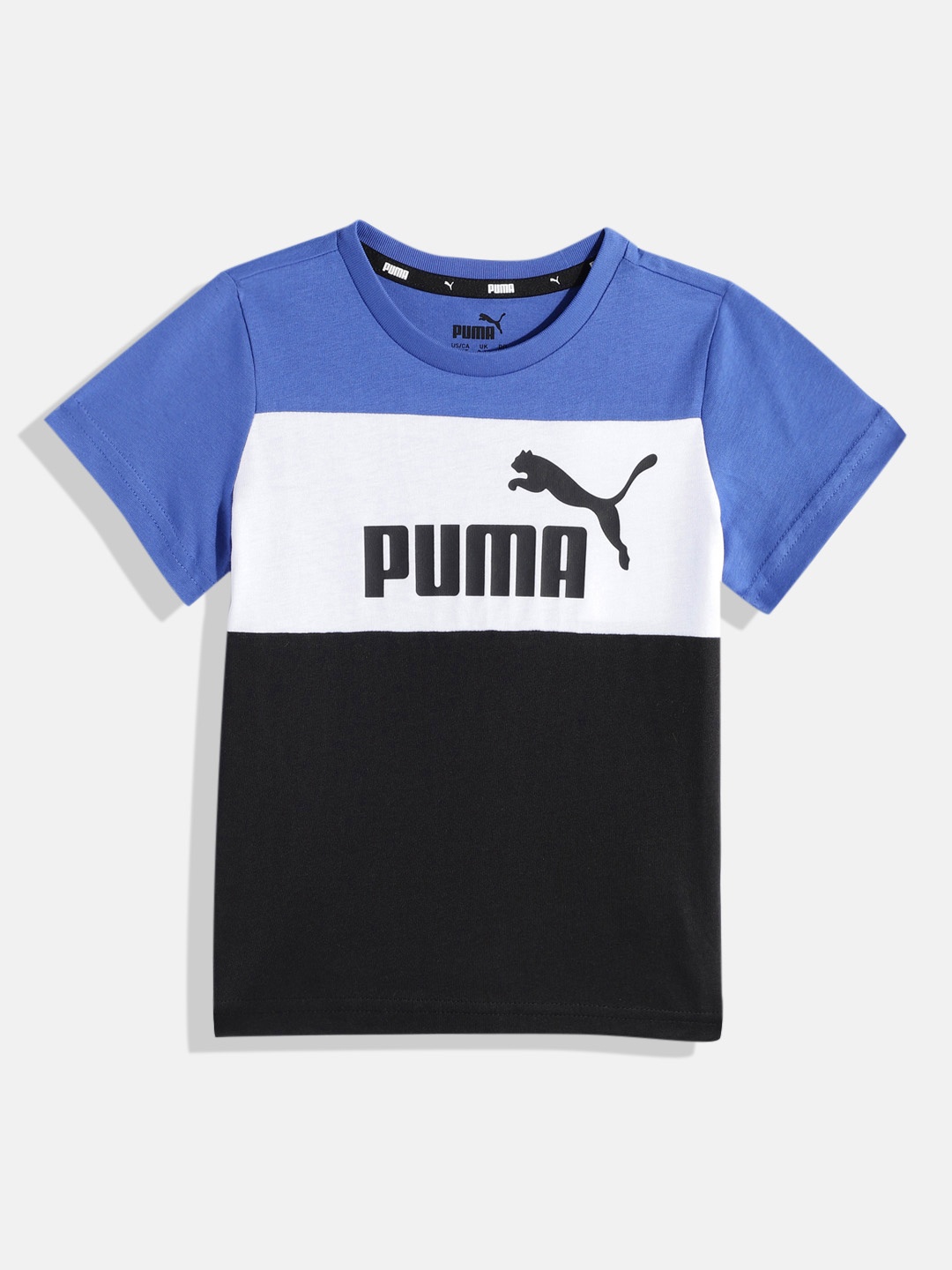 

Puma Kids Colourblocked Pure Cotton Essentials+ Regular fit Colourblock T-shirt, Black