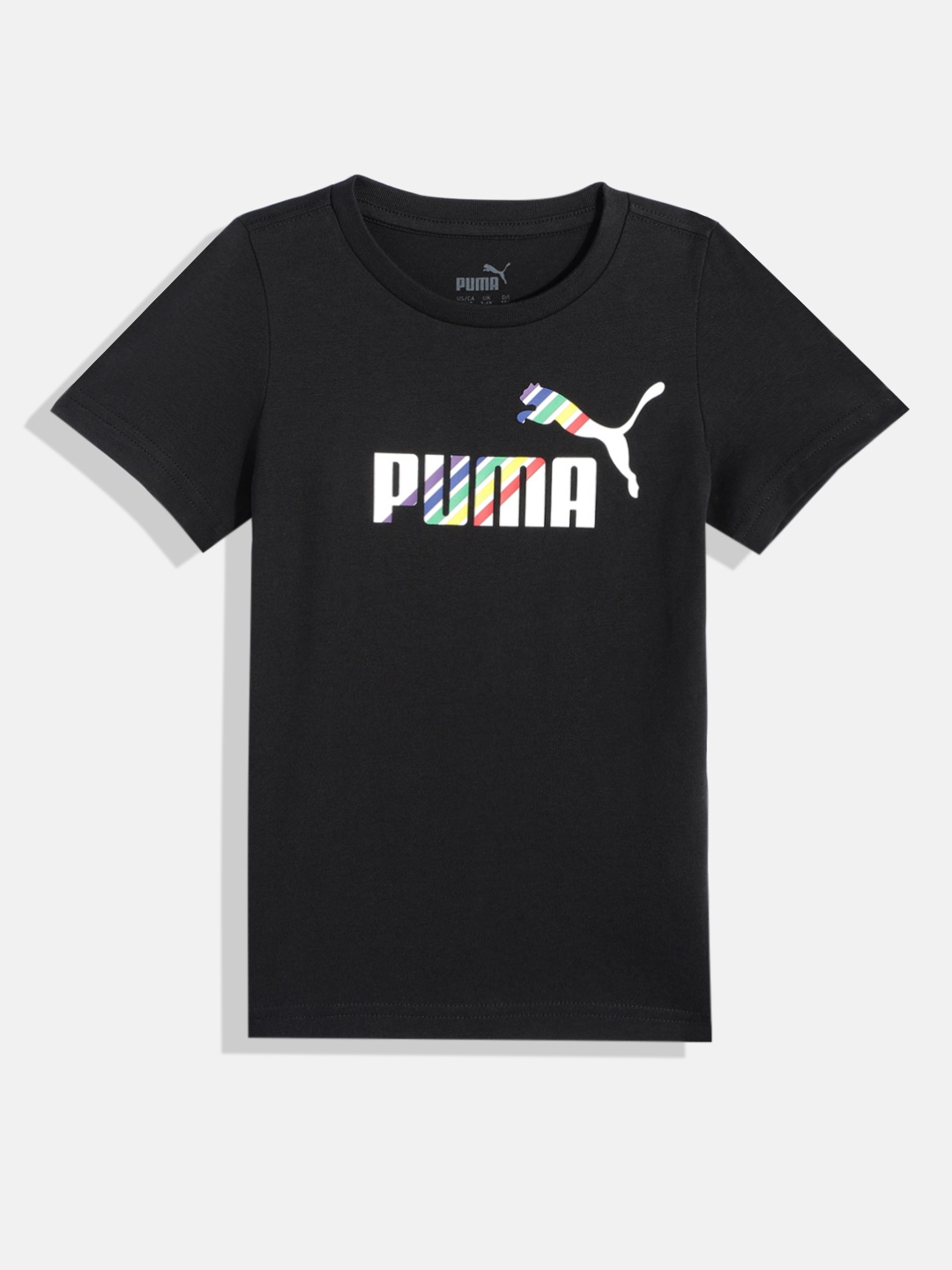 

Puma Boys Black Brand Logo Printed Pure Cotton T-shirt