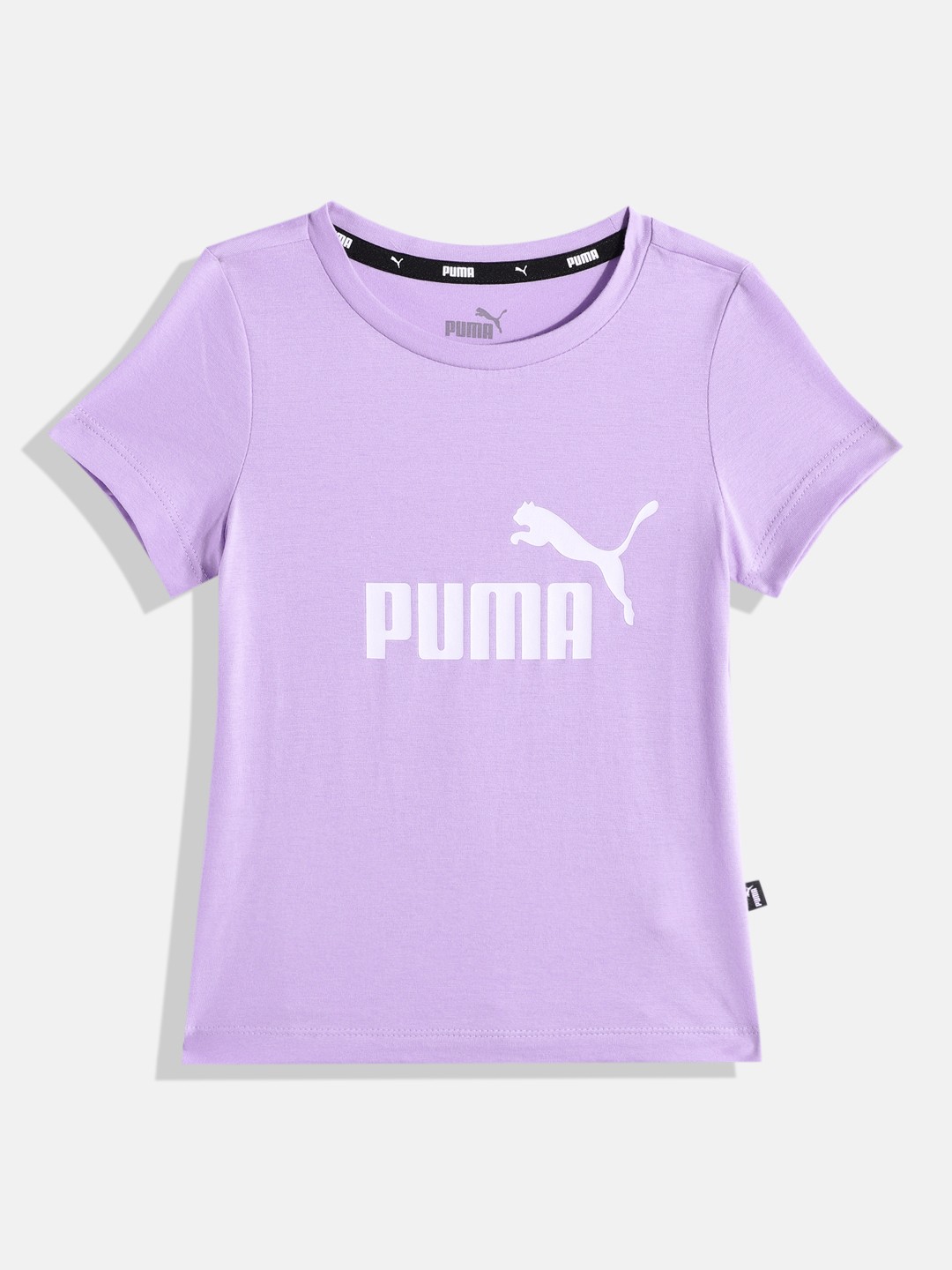 

Puma Girls Lavender Brand Logo Printed Pure Cotton T-shirt