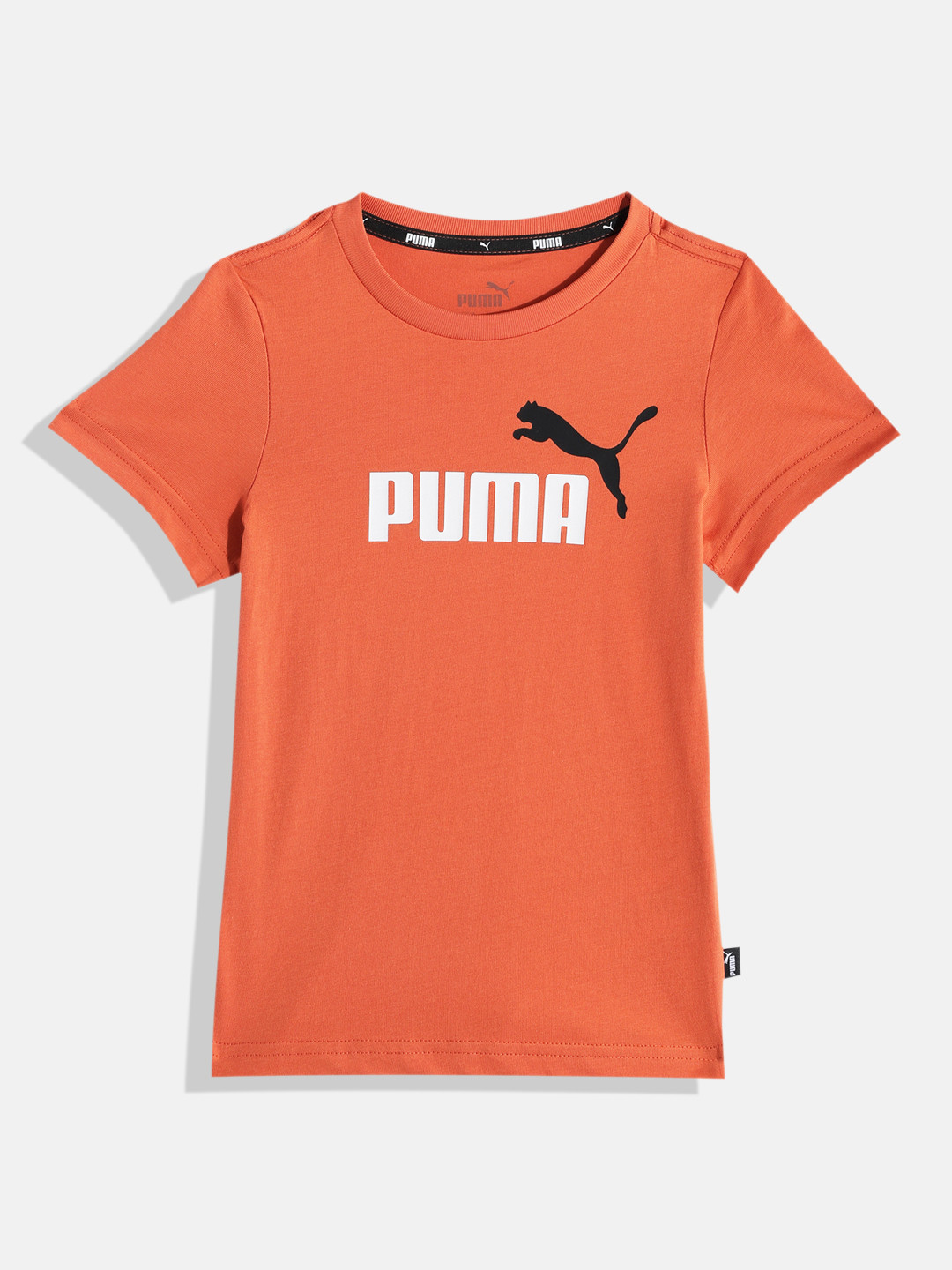 

Puma Boys Essentials+ 2 Brand Logo Printed Pure Cotton T-shirt, Orange