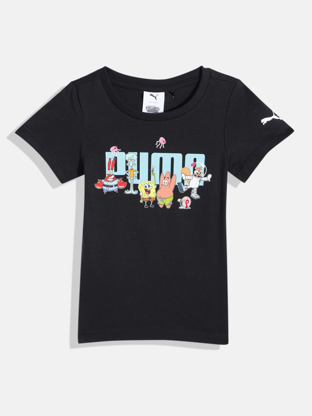 

Puma Kids x SPONGEBOB Logo Printed Regular Fit Pure Cotton T-shirt, Black