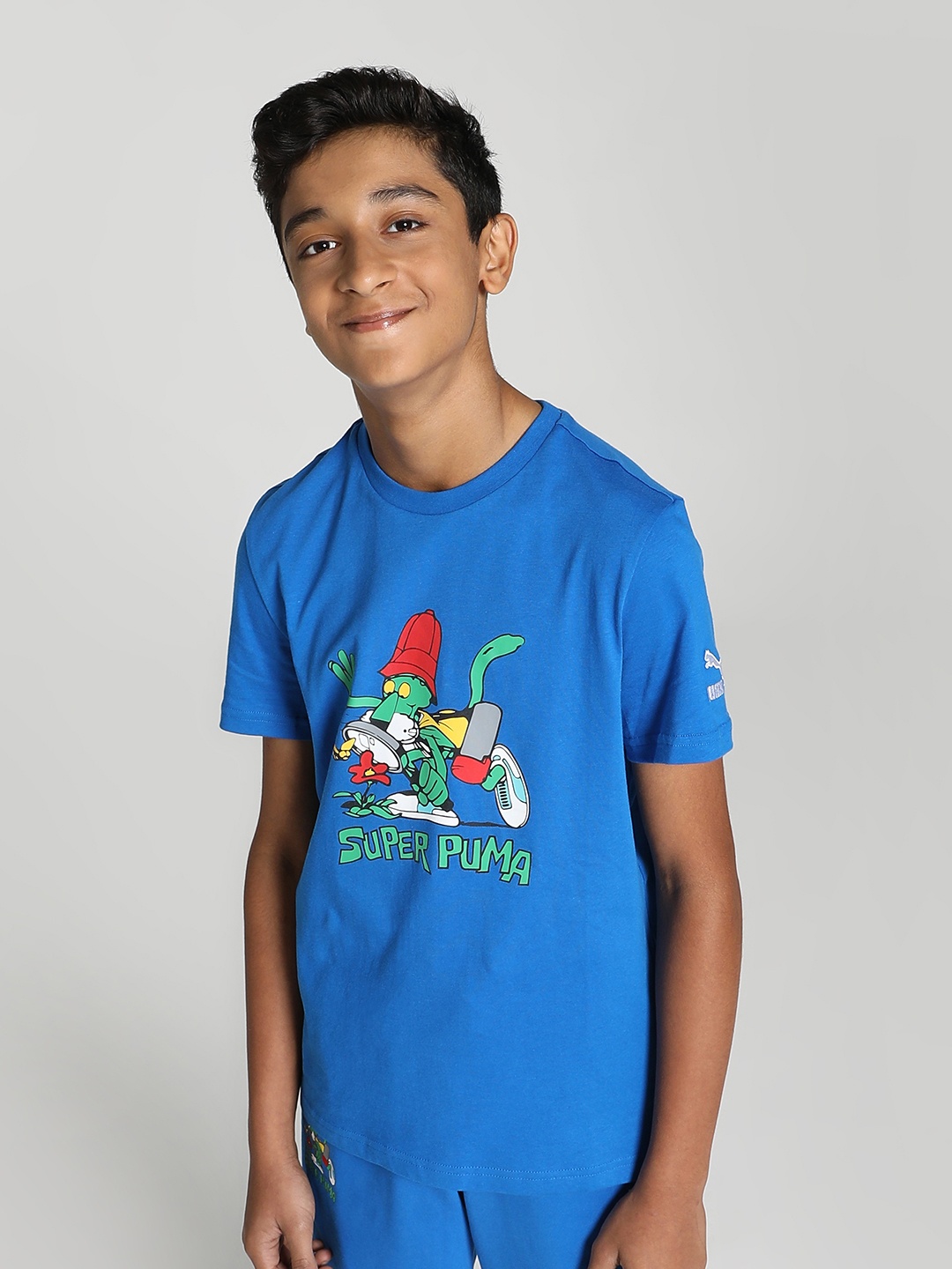 

Puma Boys Super Puma Printed Regular Fit Pure Cotton T-shirt, Blue