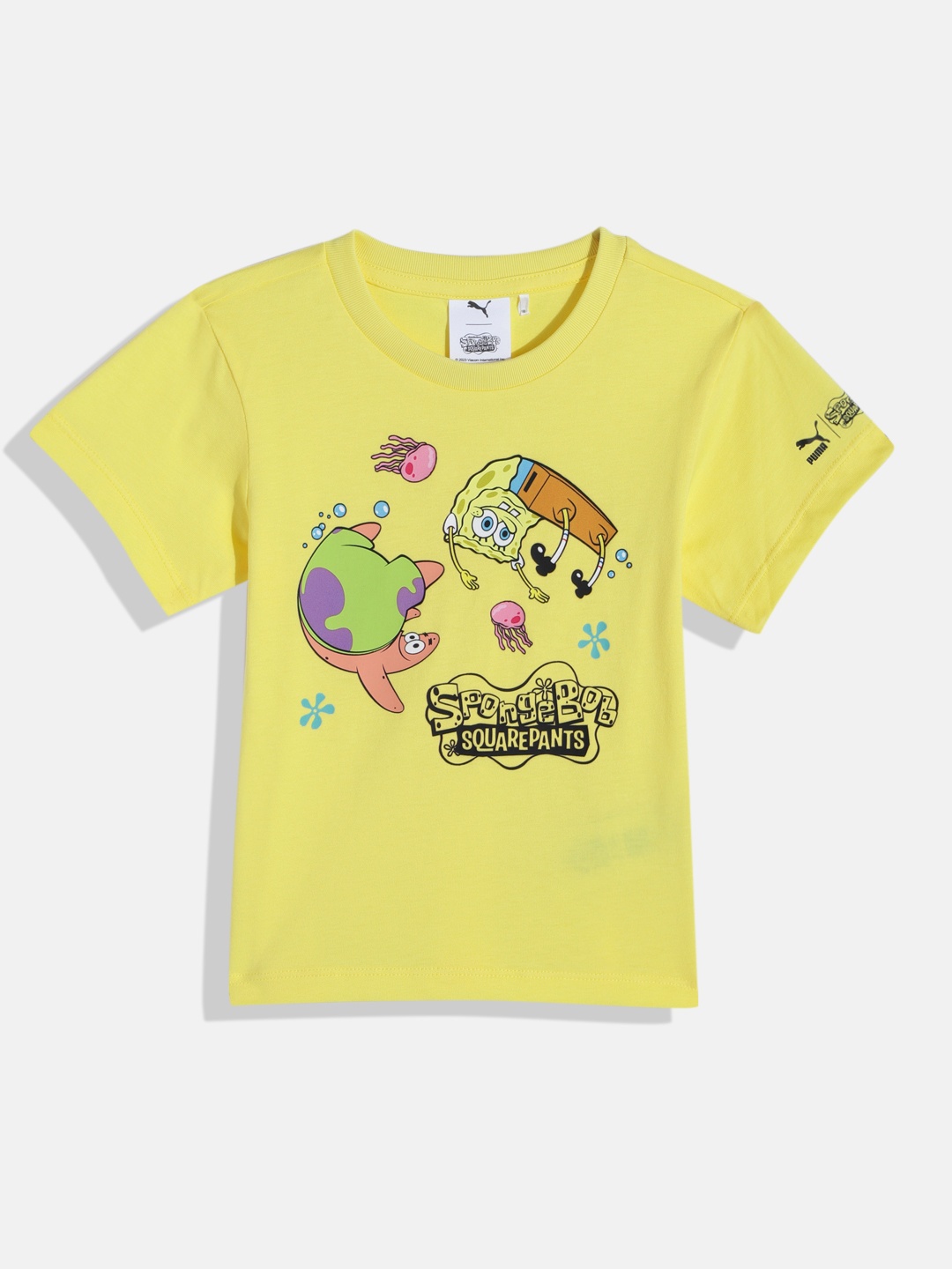 

Puma Kids x SPONGEBOB Printed Relaxed Fit Pure Cotton T-shirt, Yellow