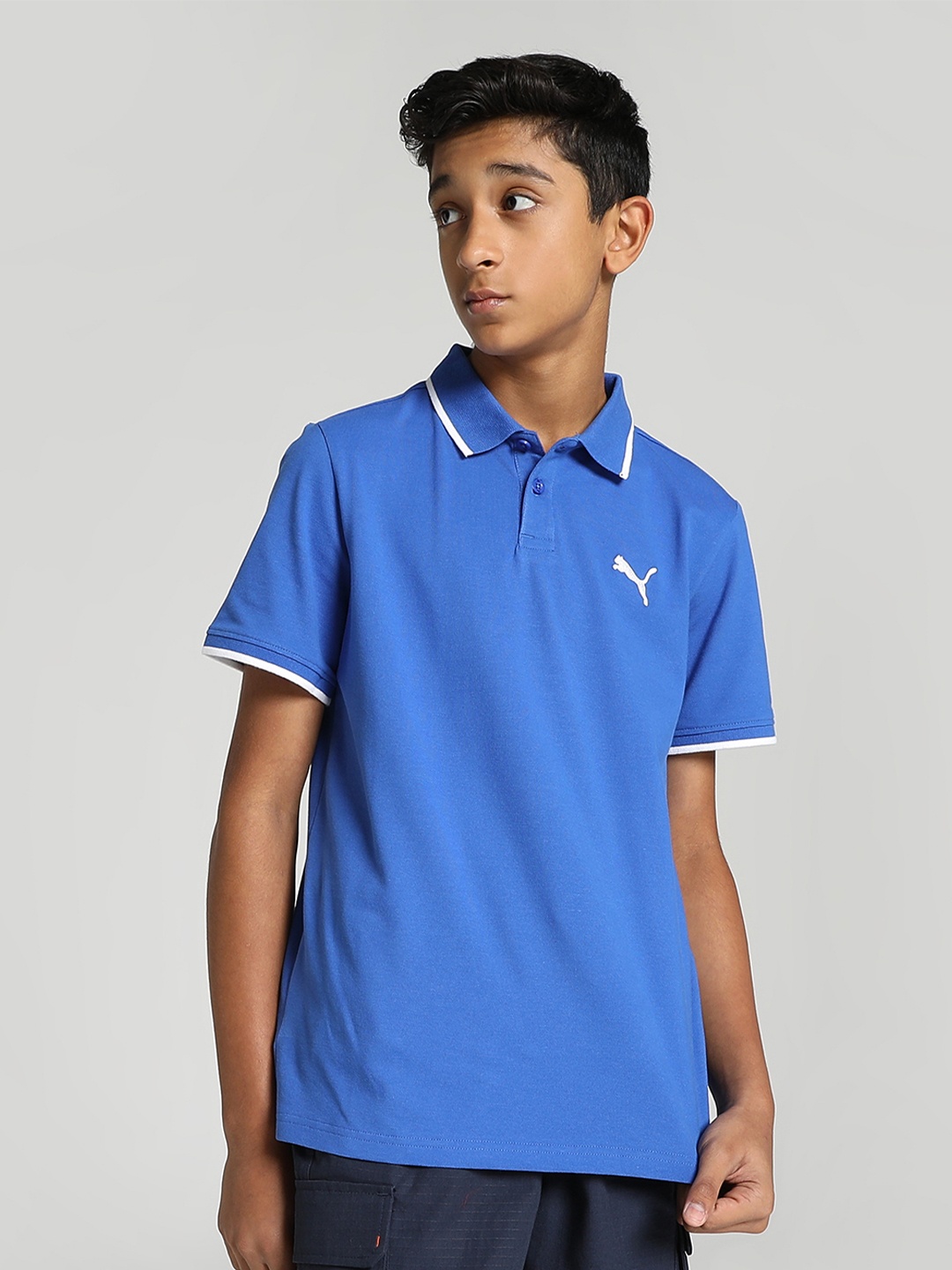 

Puma Boys Solid Polo Collar Regular Fit T-shirt, Blue
