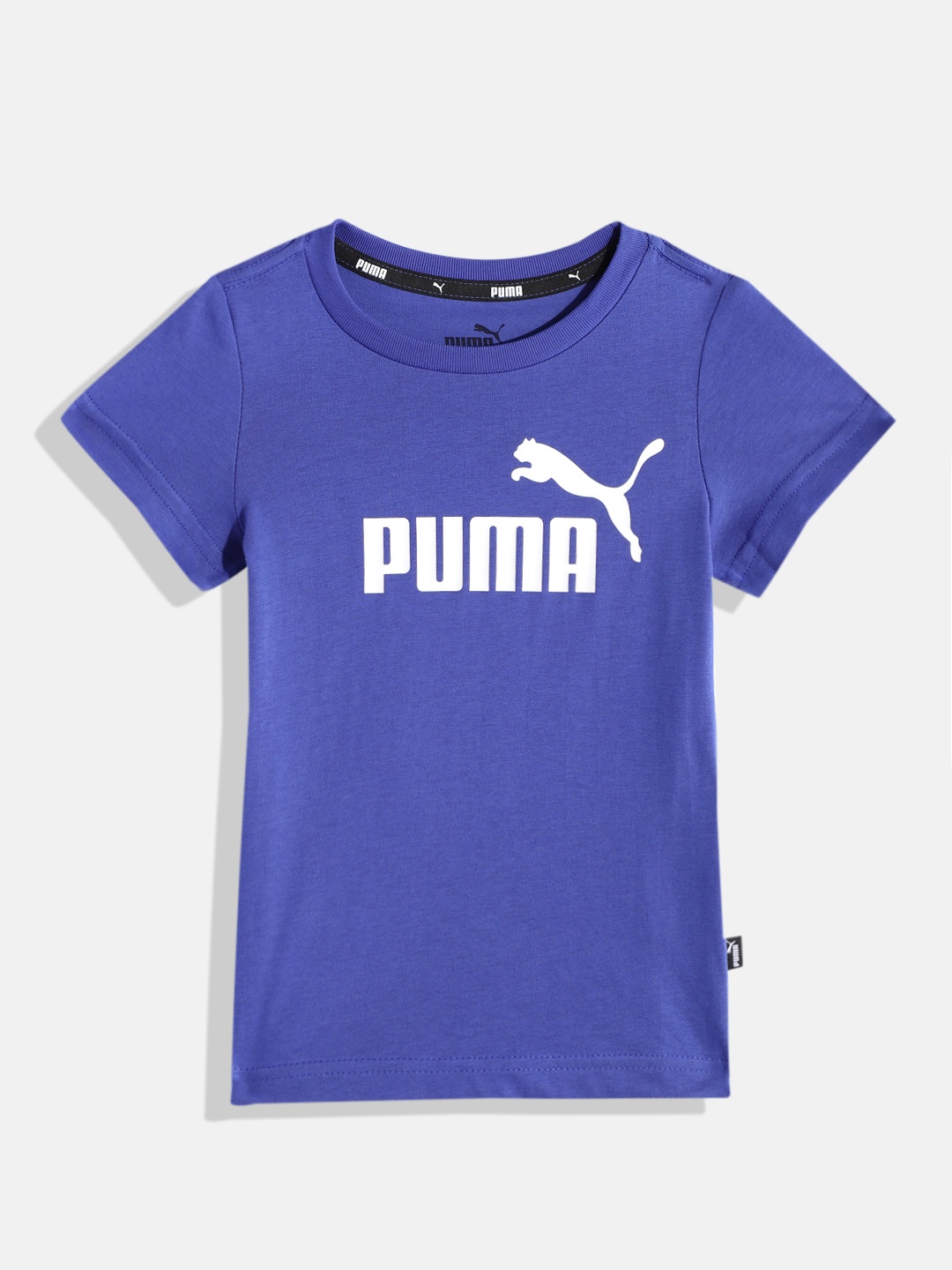 

Puma Boys Brand Logo Printed Essentials Pure Cotton T-shirt, Blue