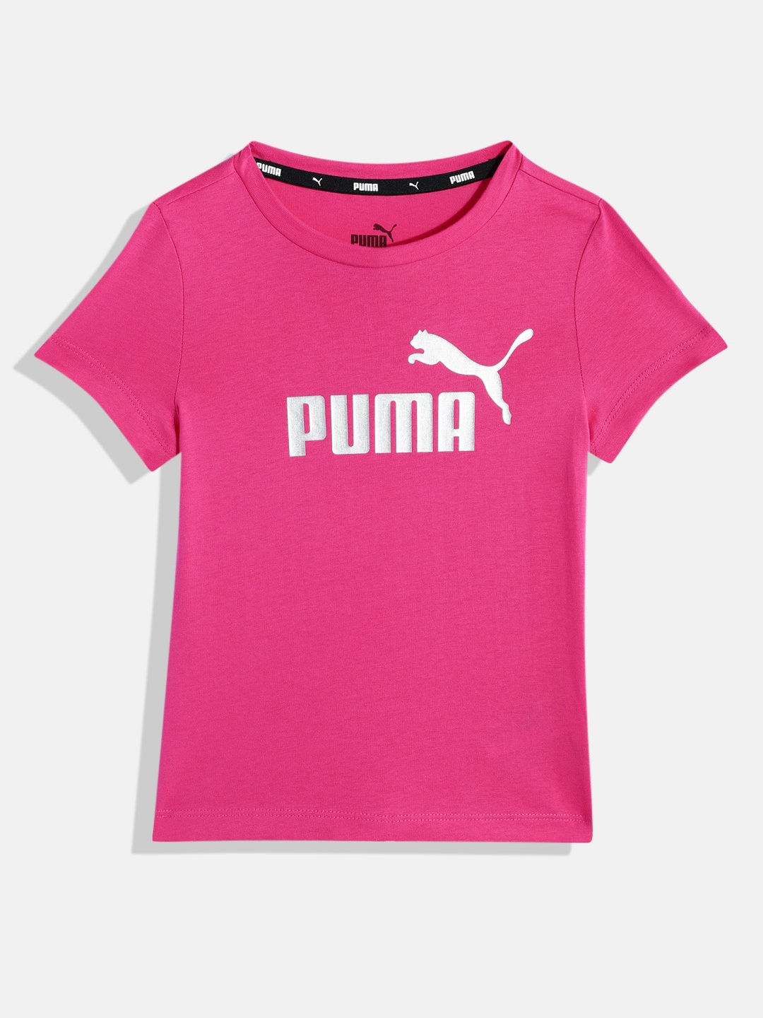 

Puma Girls Brand Logo Printed Pure Cotton T-shirt, Fuchsia