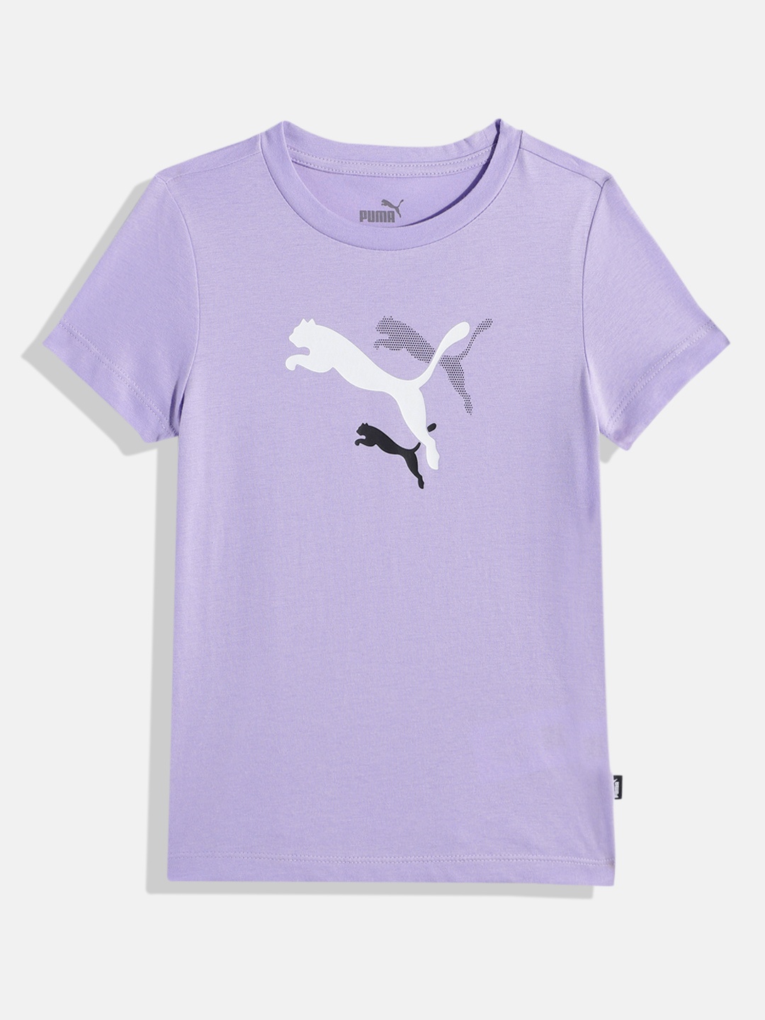 

Puma Girls Essential Brand Logo Printed Regular Fit Pure Cotton T-shirt, Violet
