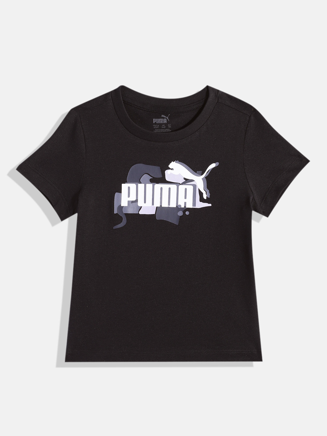 

Puma Girls Brand Logo Printed Pure Cotton Regular fit Essential+ STREET ART T-shirt, Black