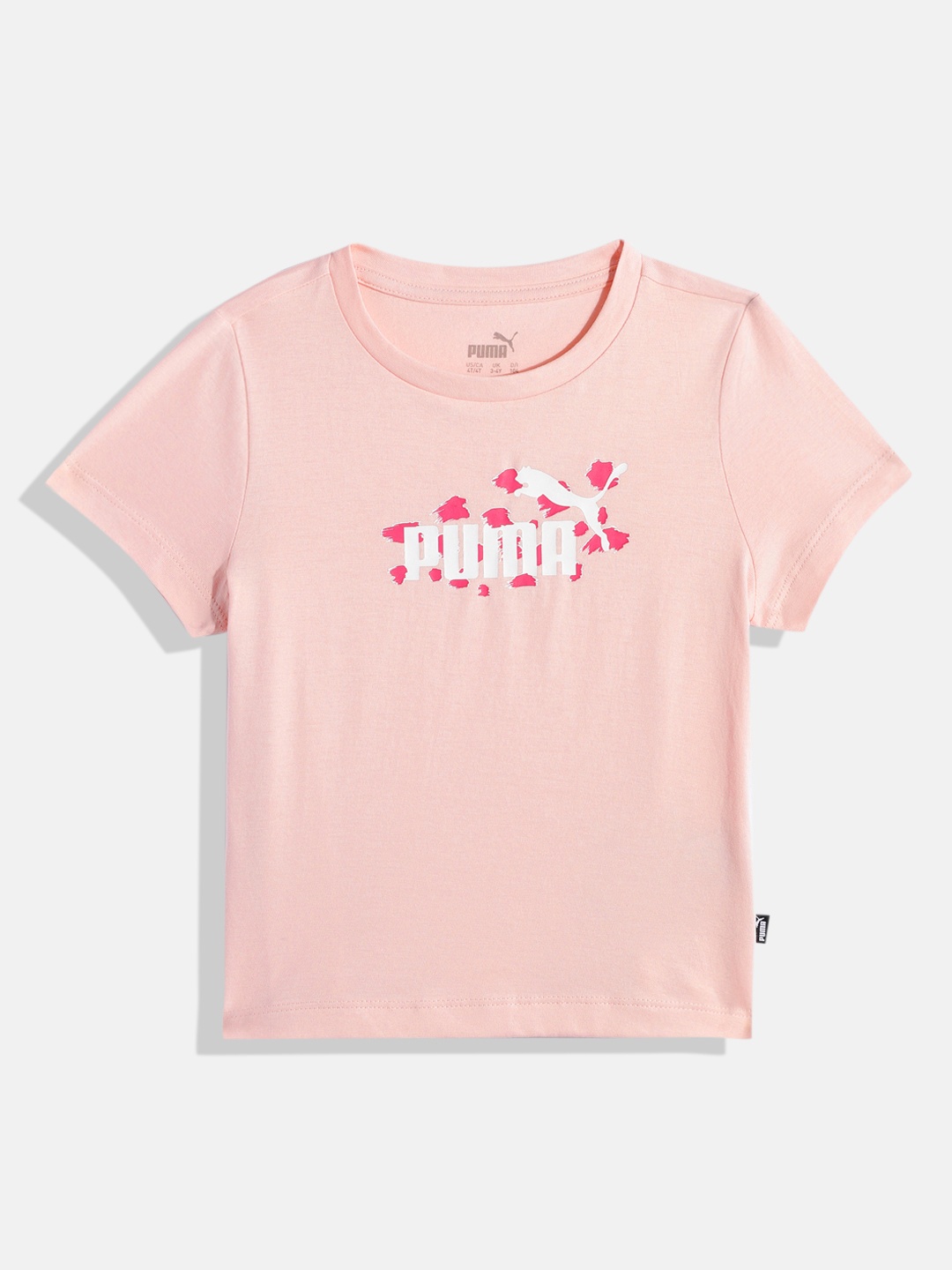 

Puma Girls Brand Logo Printed Pure Cotton Regular Fit T-shirt, Pink