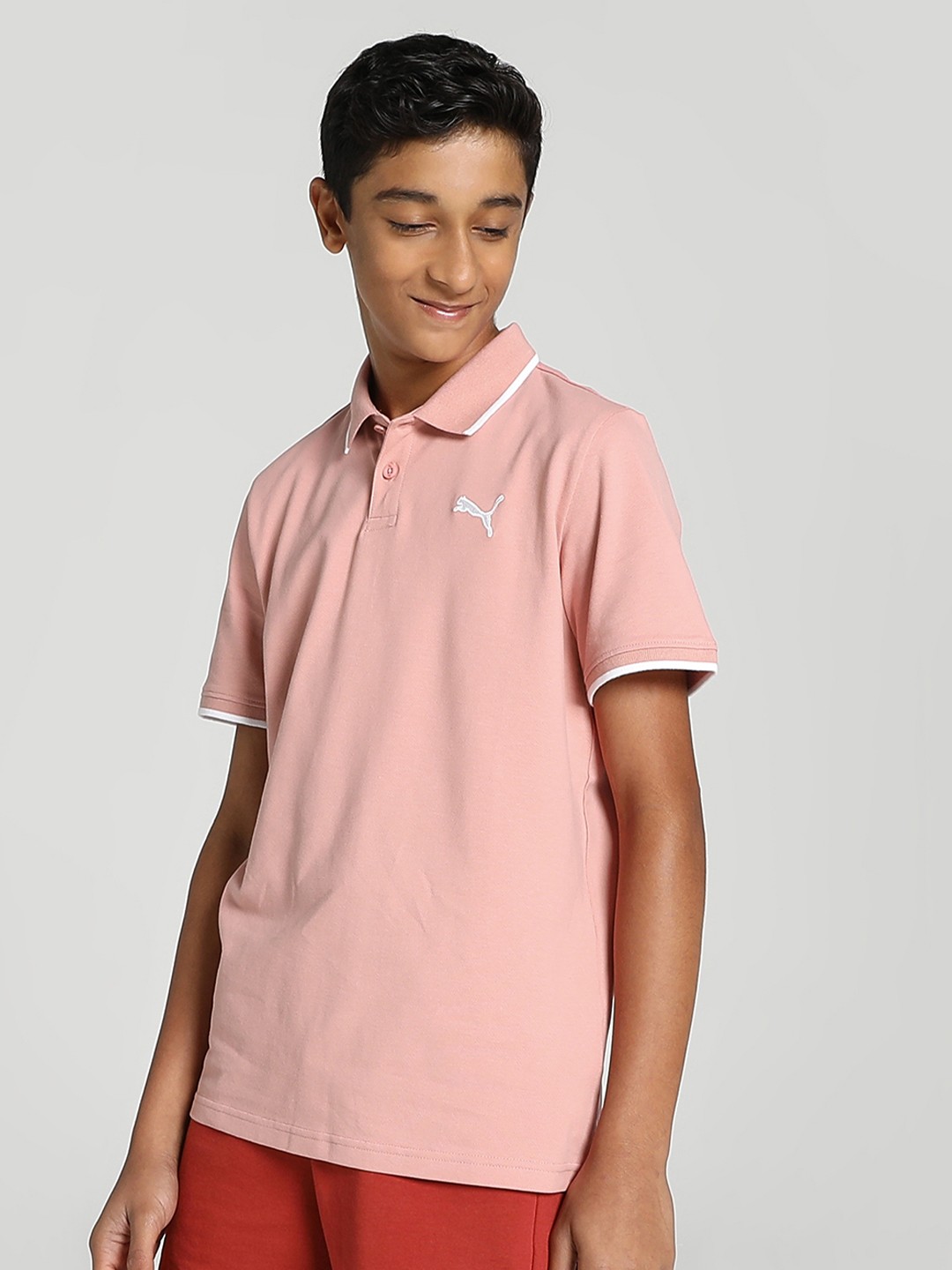 

Puma Boys Solid Regular Fit Polo Collar T-shirt, Pink