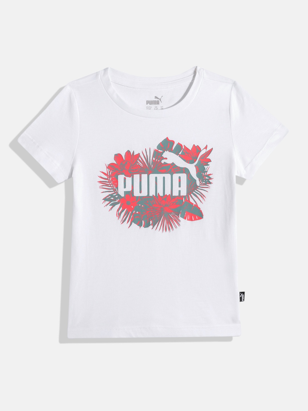 

Puma Girls Brand Logo Printed Pure Cotton Regular Fit T-shirt, White