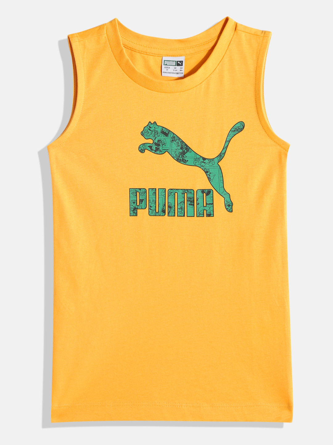 

Puma Boys Super Puma Printed Pure Cotton Youth Tank T-shirt, Mustard