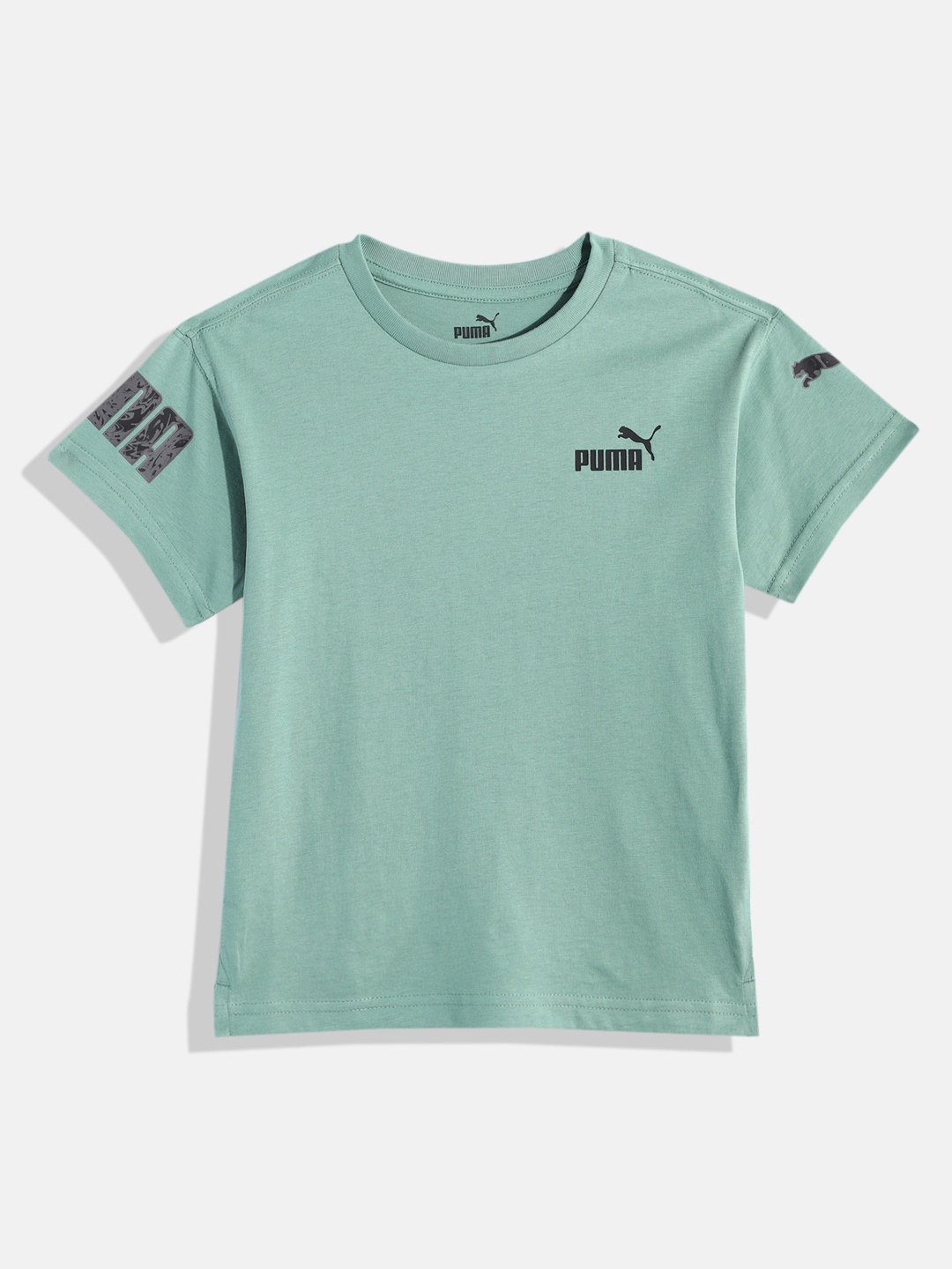 

Puma Boys Brand Logo Printed Pure Cotton POWER SUMMER Relaxed Fit T-shirt, Green