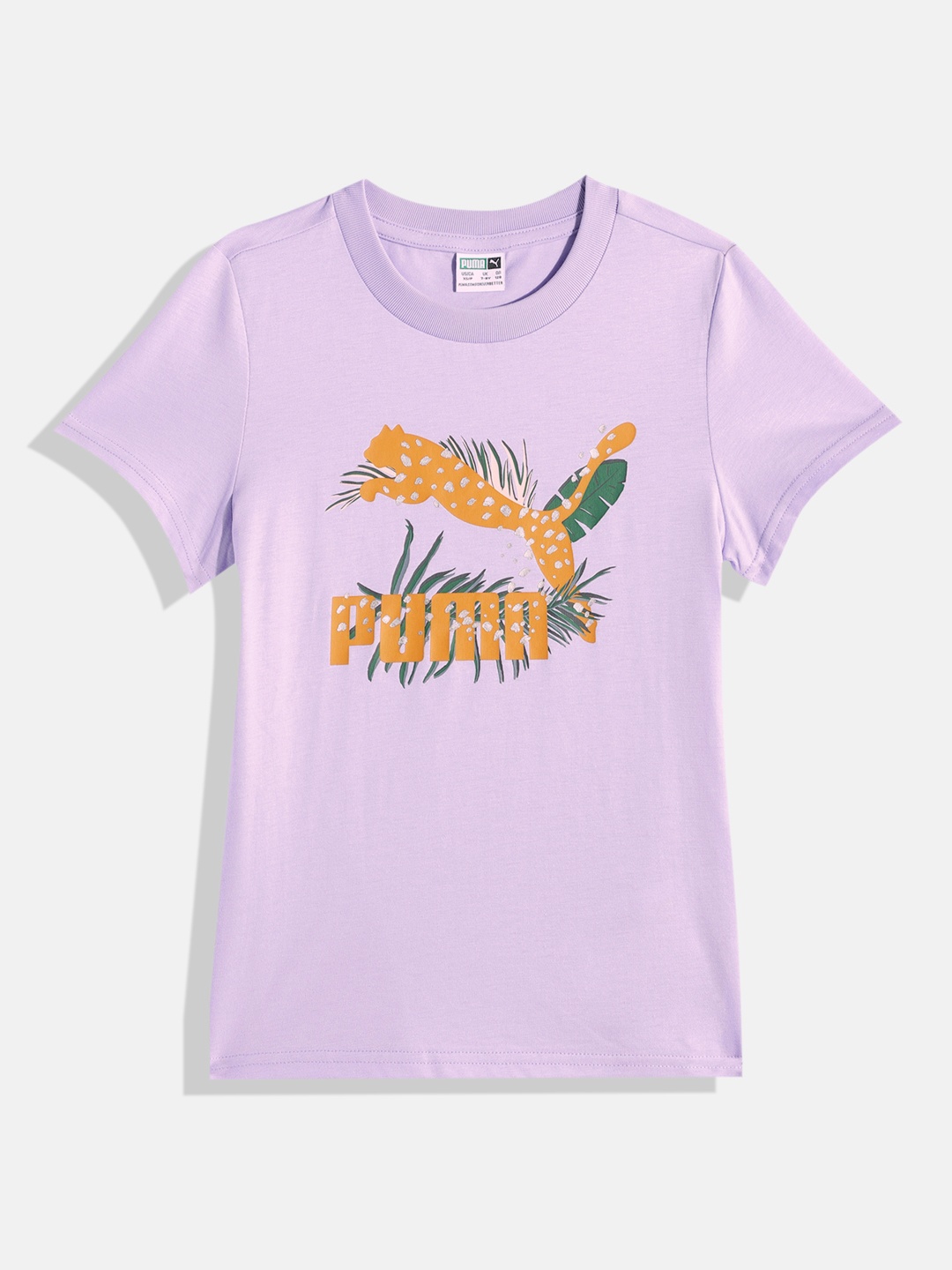 

Puma Girls CLASSICS Graphic Youth Brand Logo Print Pure Cotton T-shirt, Lavender