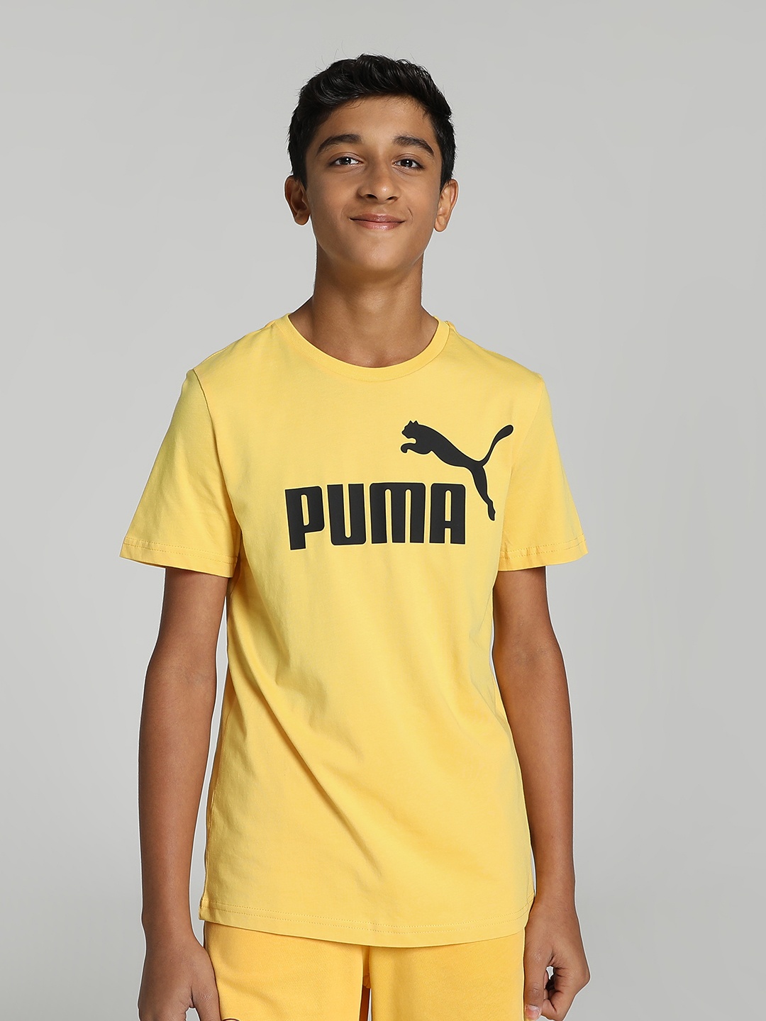 

Puma Boys Yellow Brand Logo Printed Pure Cotton T-shirt