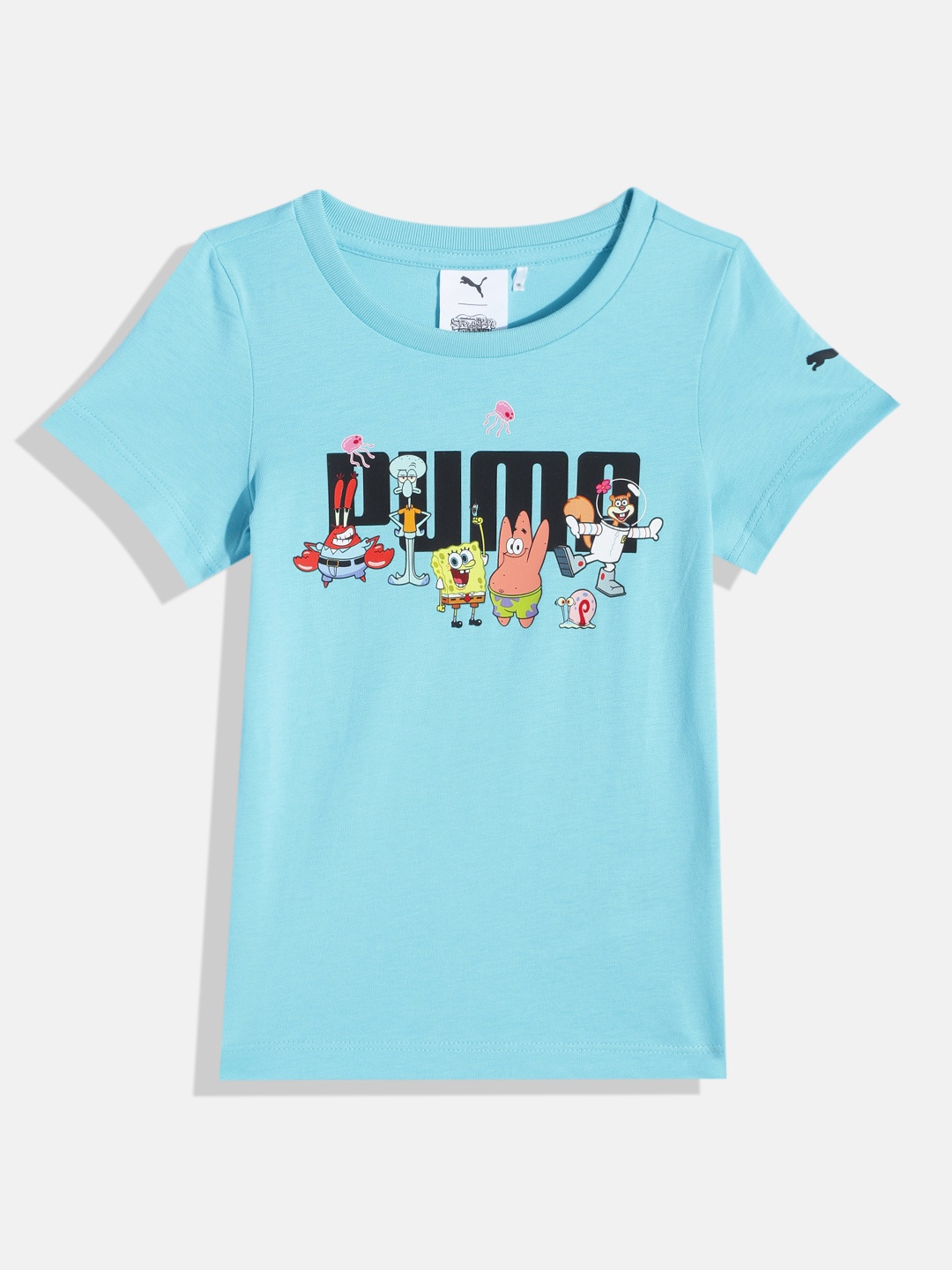 

Puma Kids x SPONGEBOB Logo Printed Regular fit Pure Cotton T-shirt, Blue