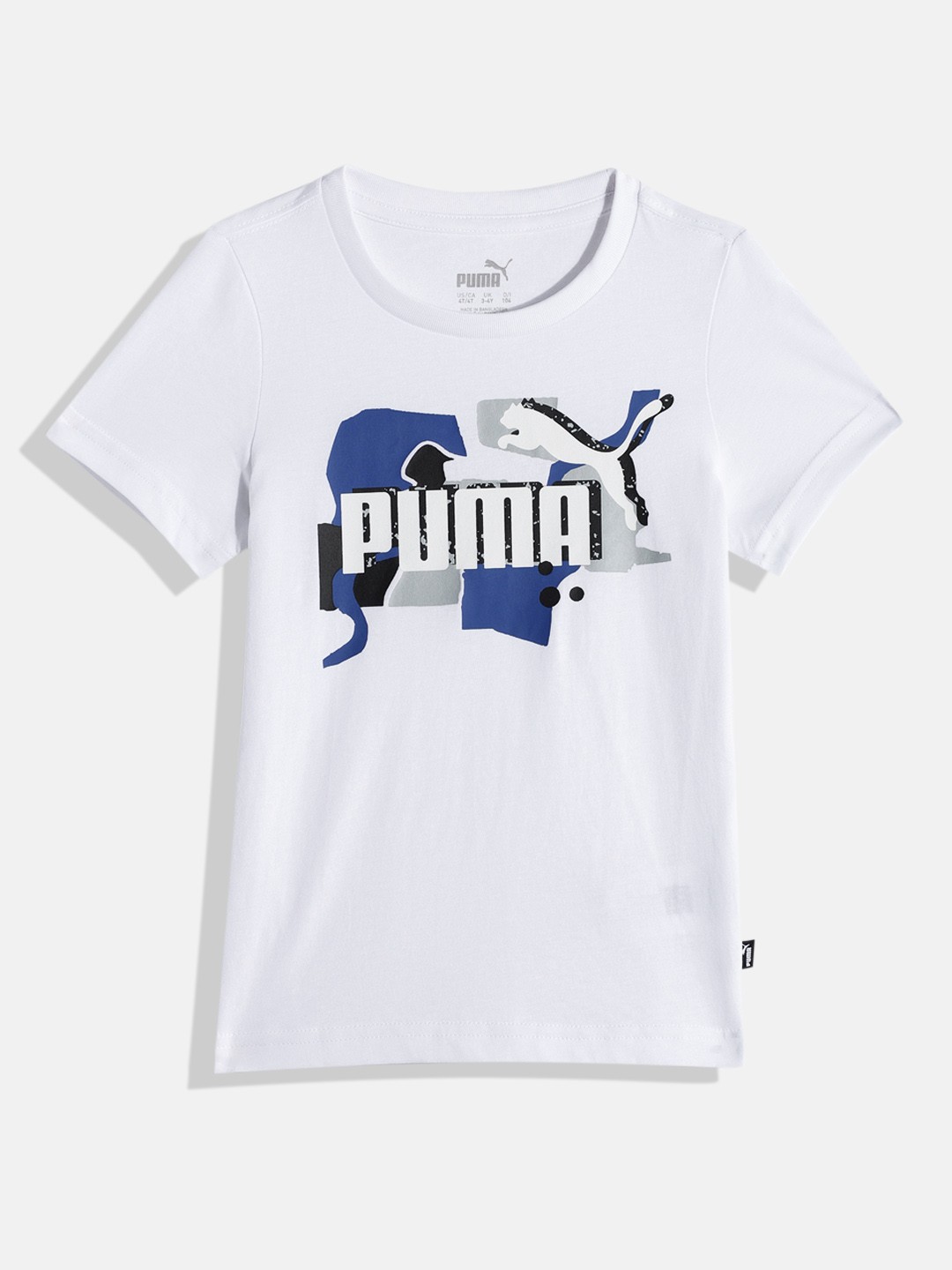 

Puma Boys Essential+ Brand Logo Printed Regular Fit Pure Cotton T-shirt, White