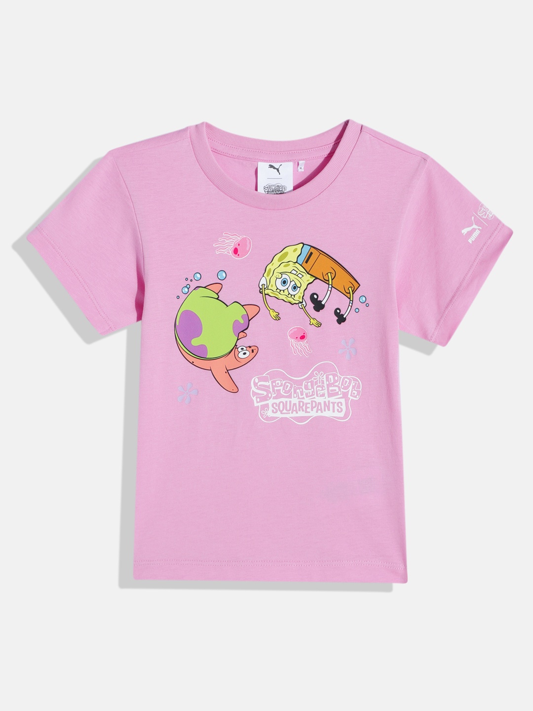 

Puma Kids x SPONGEBOB Printed Relaxed Fit Pure Cotton T-shirt, Pink
