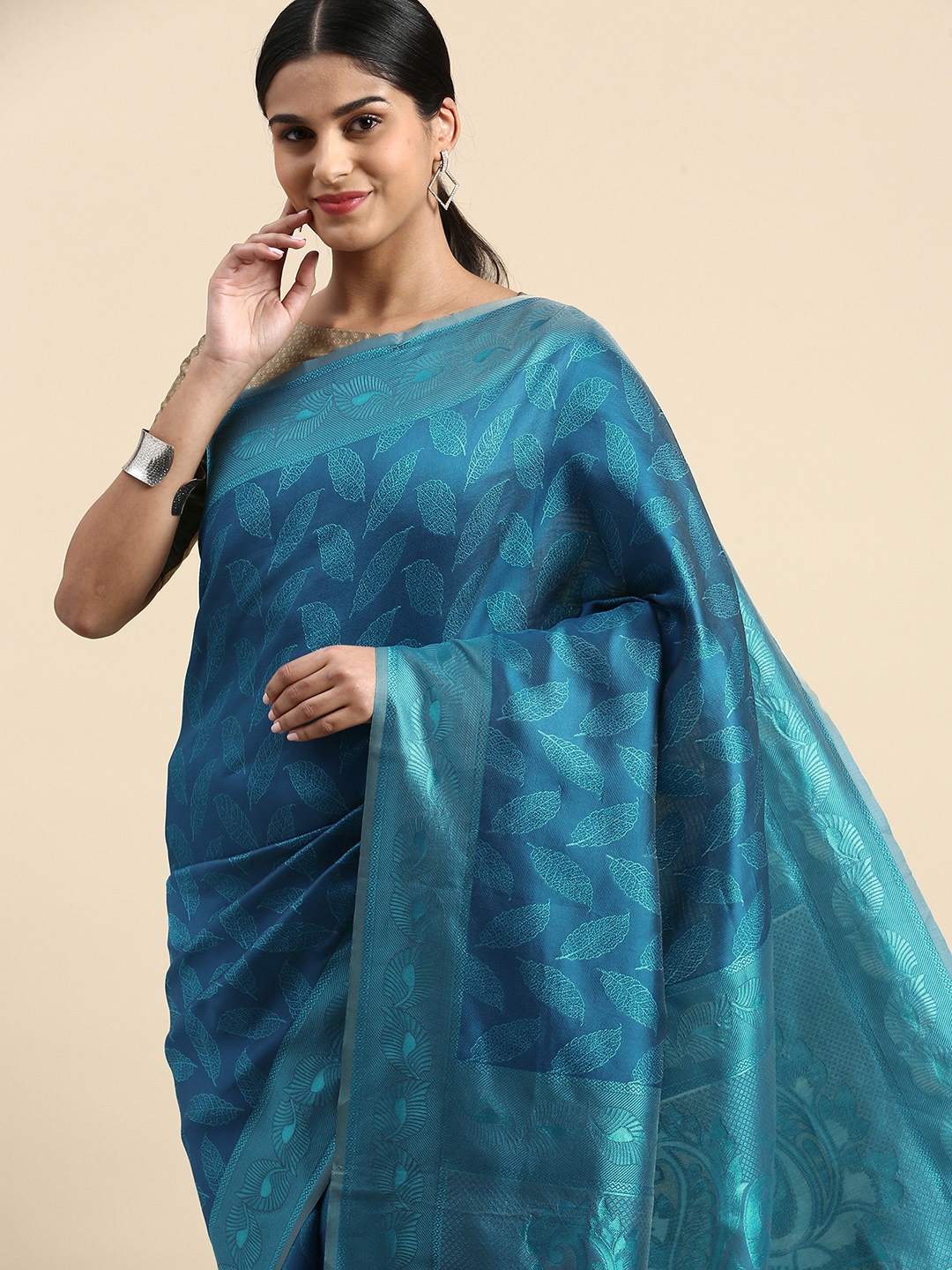 

Pothys Ethnic Motifs Jute Silk Saree, Blue