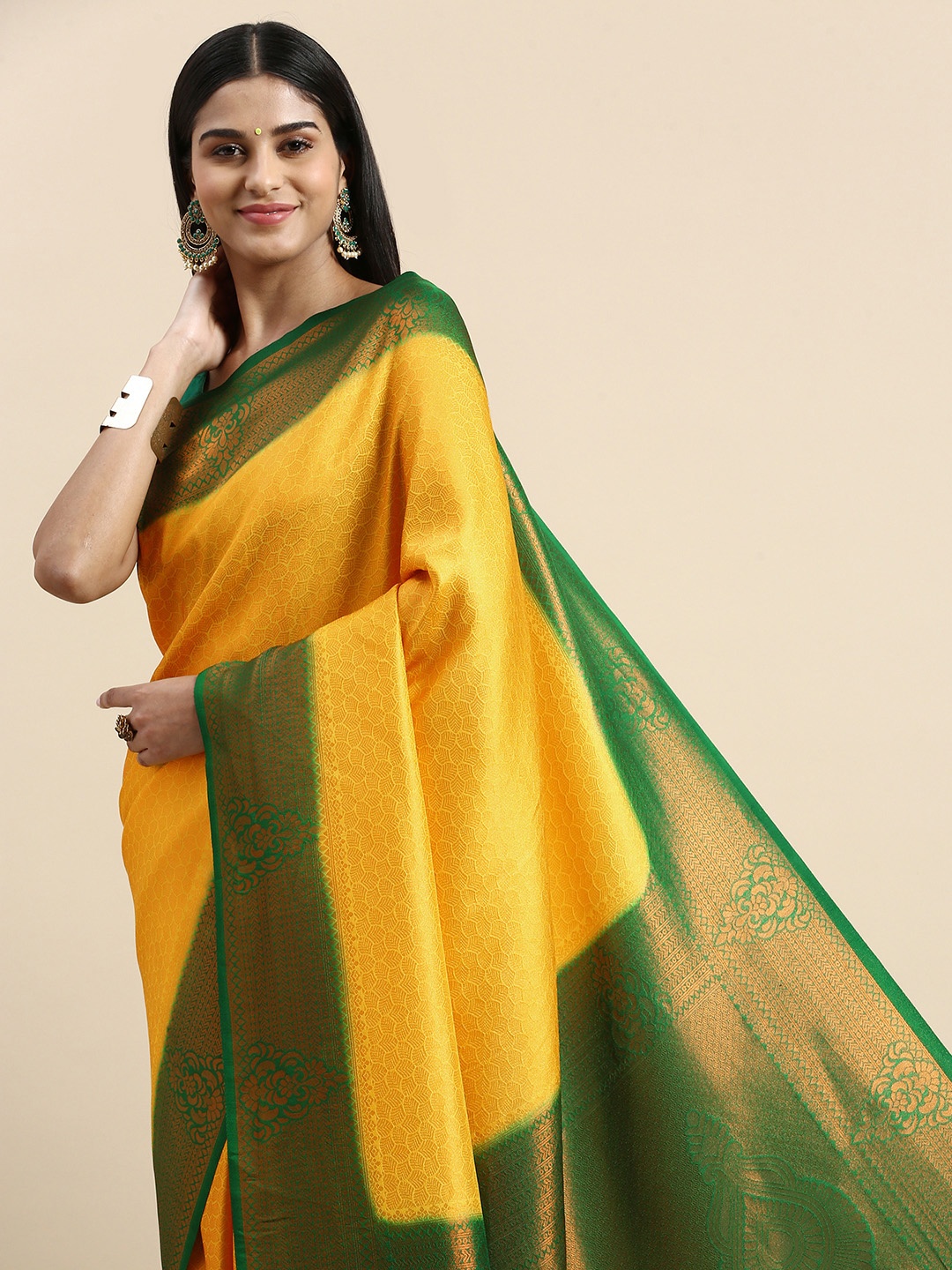 

Pothys Ethnic Motifs Art Silk Banarasi Saree, Yellow