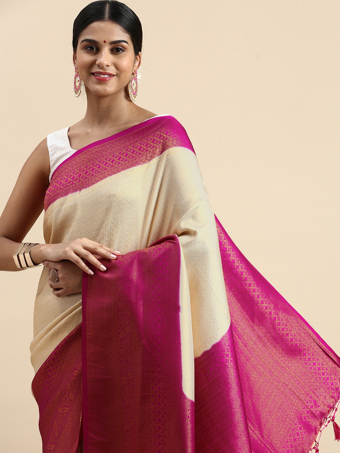 

Pothys Ethnic Motifs Art Silk Banarasi Saree, Off white