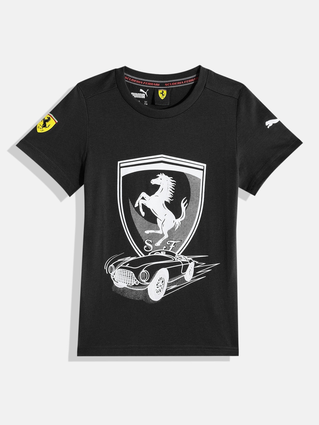 

PUMA Motorsport Kids Scuderia Ferrari Formula 1 Printed Regular Fit Pure Cotton T-shirt, Black