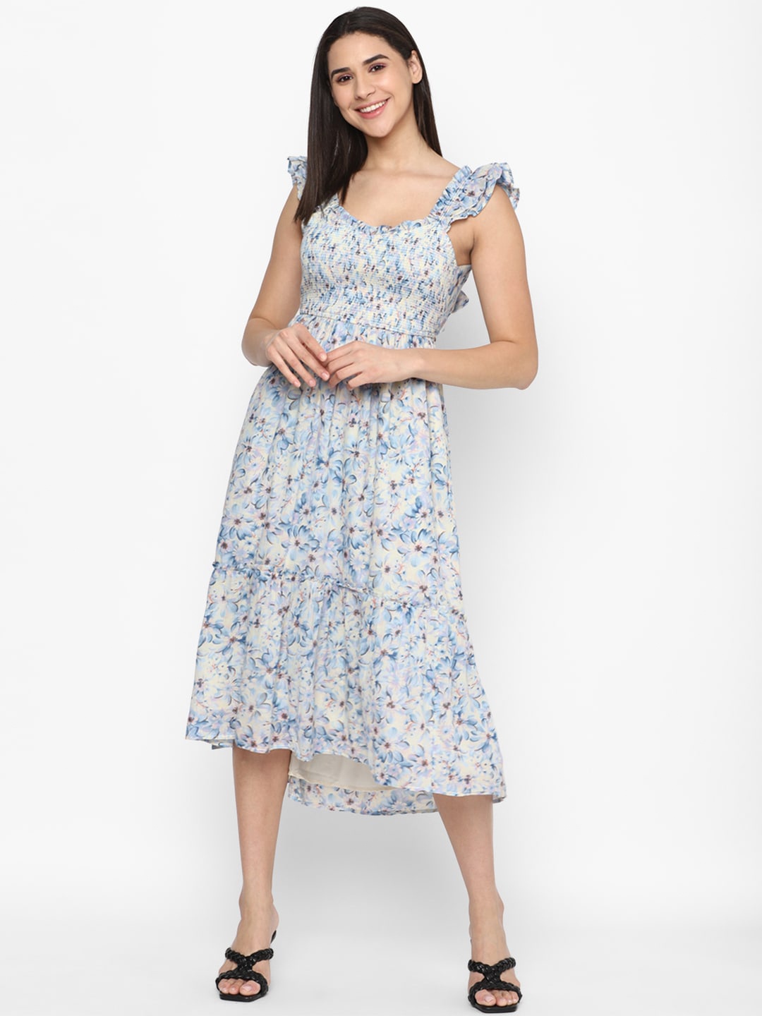 

AMERICAN EAGLE OUTFITTERS Floral Printed Midi Dress, Blue