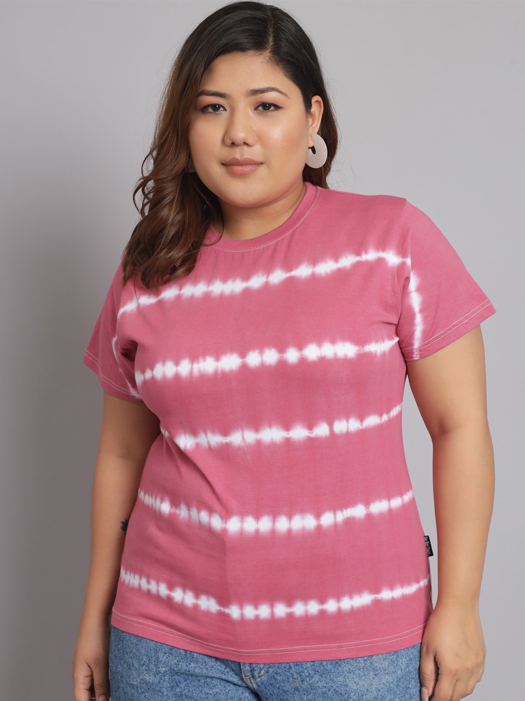 

BEYOUND SIZE - THE DRY STATE Tie And Dyed Cotton T-shirt, Rose