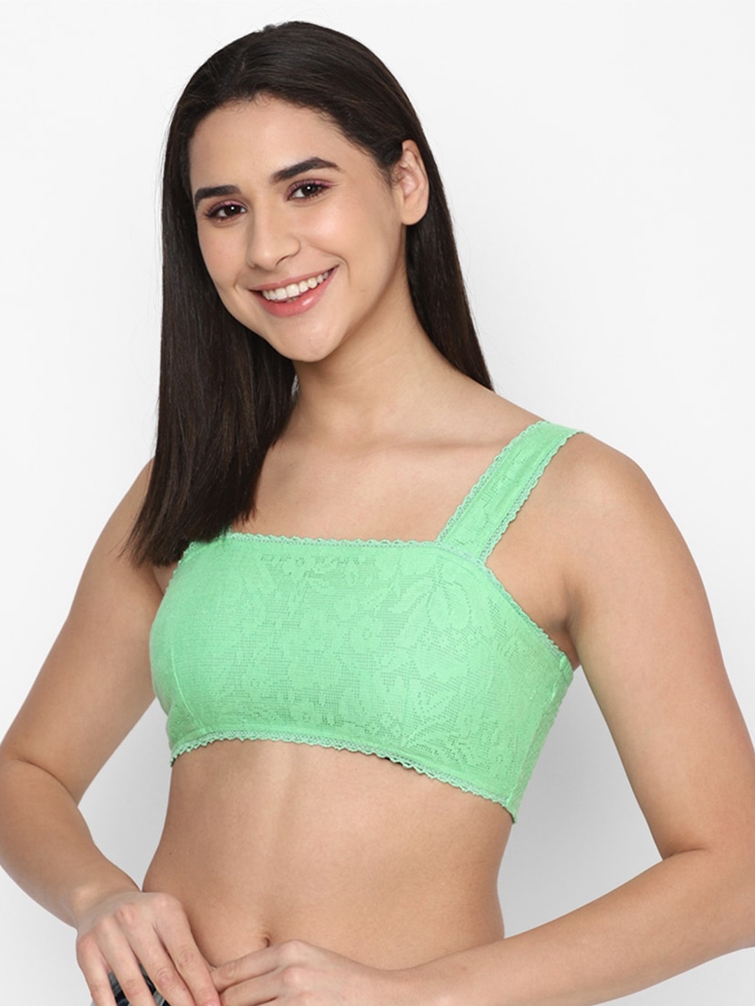 

AMERICAN EAGLE OUTFITTERS Self Design Bralette Crop Top, Green