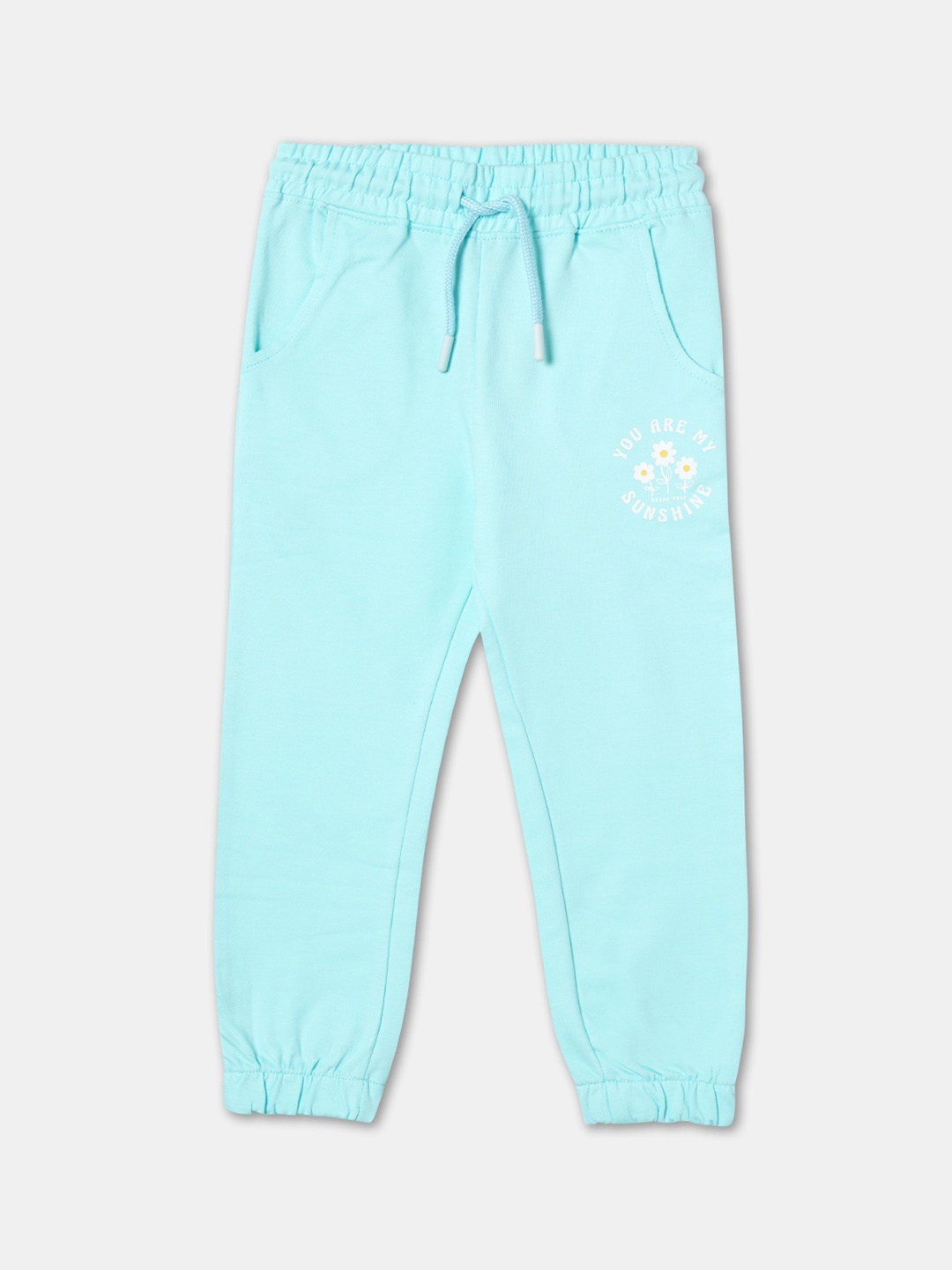 

R&B Girls Mid-Rise Cotton Joggers, Sea green