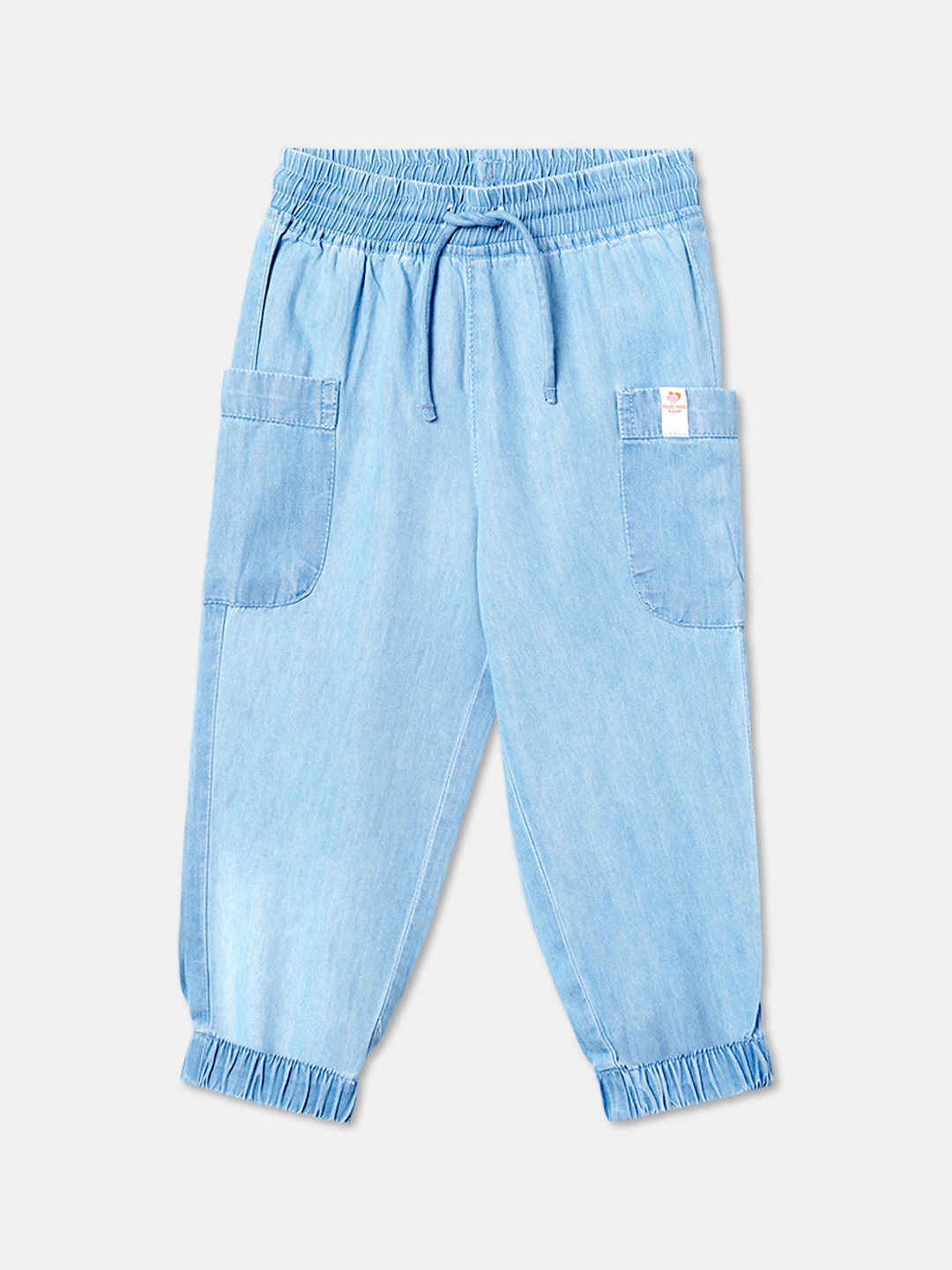 

R&B Girls Mid-Rise Cotton Joggers, Blue