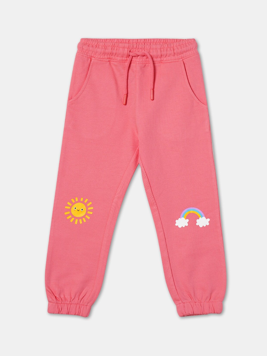 

R&B Girls Mid-Rise Cotton Joggers, Peach